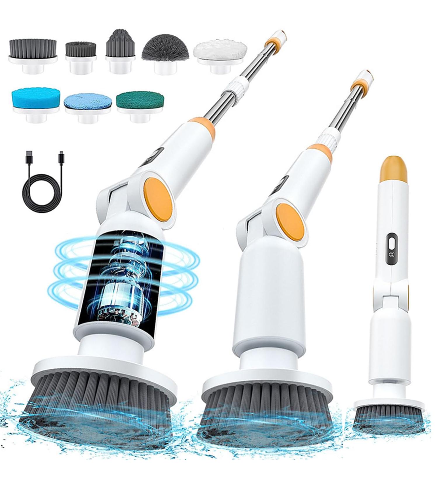Electric Spin Scrubber Cordless Shower Scrubber for Cleaning with 8 Replacement Head IPX7 Waterproof Electric Scrubber 2 Speeds Adjustable 90-180 Clean Gaps for Tub Tile Floor - Buy Online on GoSupps.com