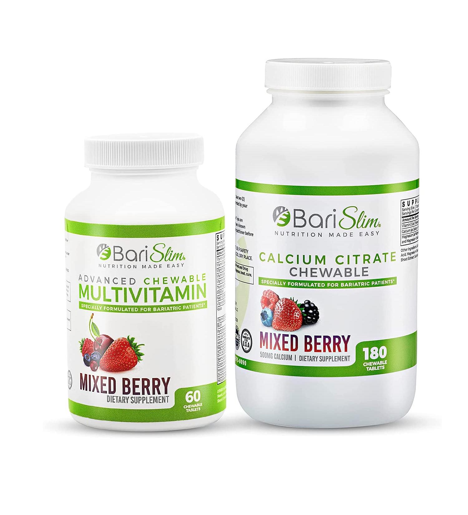 Bari Slim Bariatric Calcium Citrate & Chewable Multivitamin - Post Surgery Bariatric Supplement for Gastric Bypass & Sleeve - Buy Online on GoSupps.com