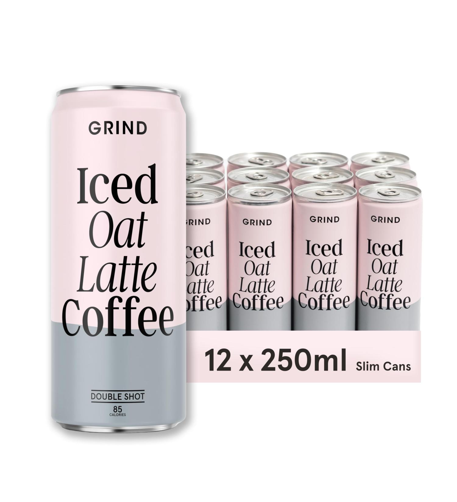 Grind Iced Coffee Oat Latte Ready-To-Drink Cold Brew Coffee 12 x 250ml Refreshing Medium Roast With A Double Shot of Espresso The Perfect Caffeine Boost Iced Oat Latte 250 ml (Pack of 12) - Buy Online on GoSupps.com