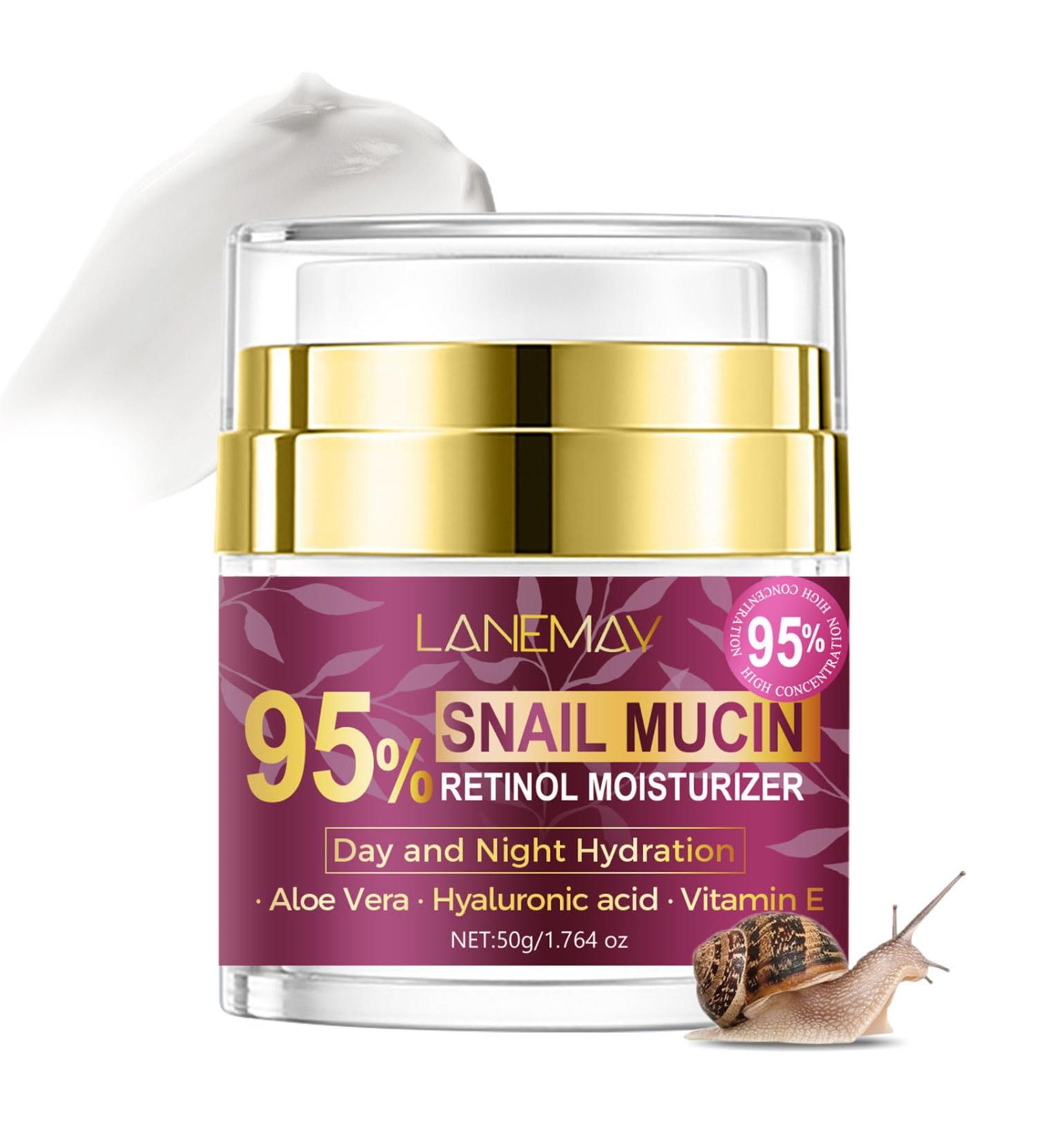 95% Snail Mucin Retinol Cream Snail Repair Cream for Improving Fine Lines & Dryness Skin Elasticity Day and Night Hydration with Aloe Vera Hyaluronic and Vitamin E 1.76 Oz - Buy Online on GoSupps.com