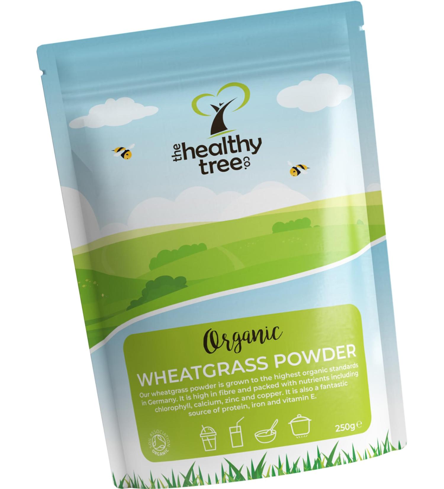 Organic Wheatgrass Powder - High in Fiber, Vitamin E, Potassium, and Iron - Pure Vegan Wheat Grass from Germany (250g) - Buy Online on GoSupps.com