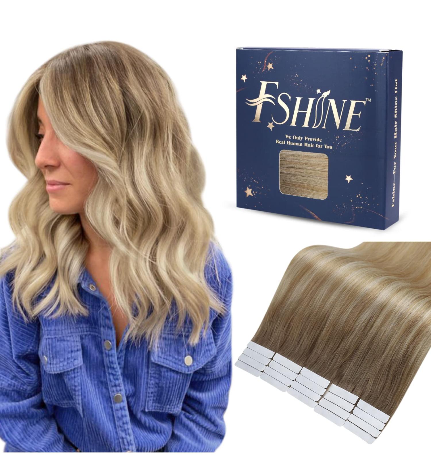 Buy FSHINE Remy Tape-in Hair Extensions | Real Hair 30cm | Double-Sided Adhesive | Balayage Chestnut to Honey Blonde & Platinum | 20 Pieces - #6/27/60 #6/70 - 30g - Buy Online on GoSupps.com