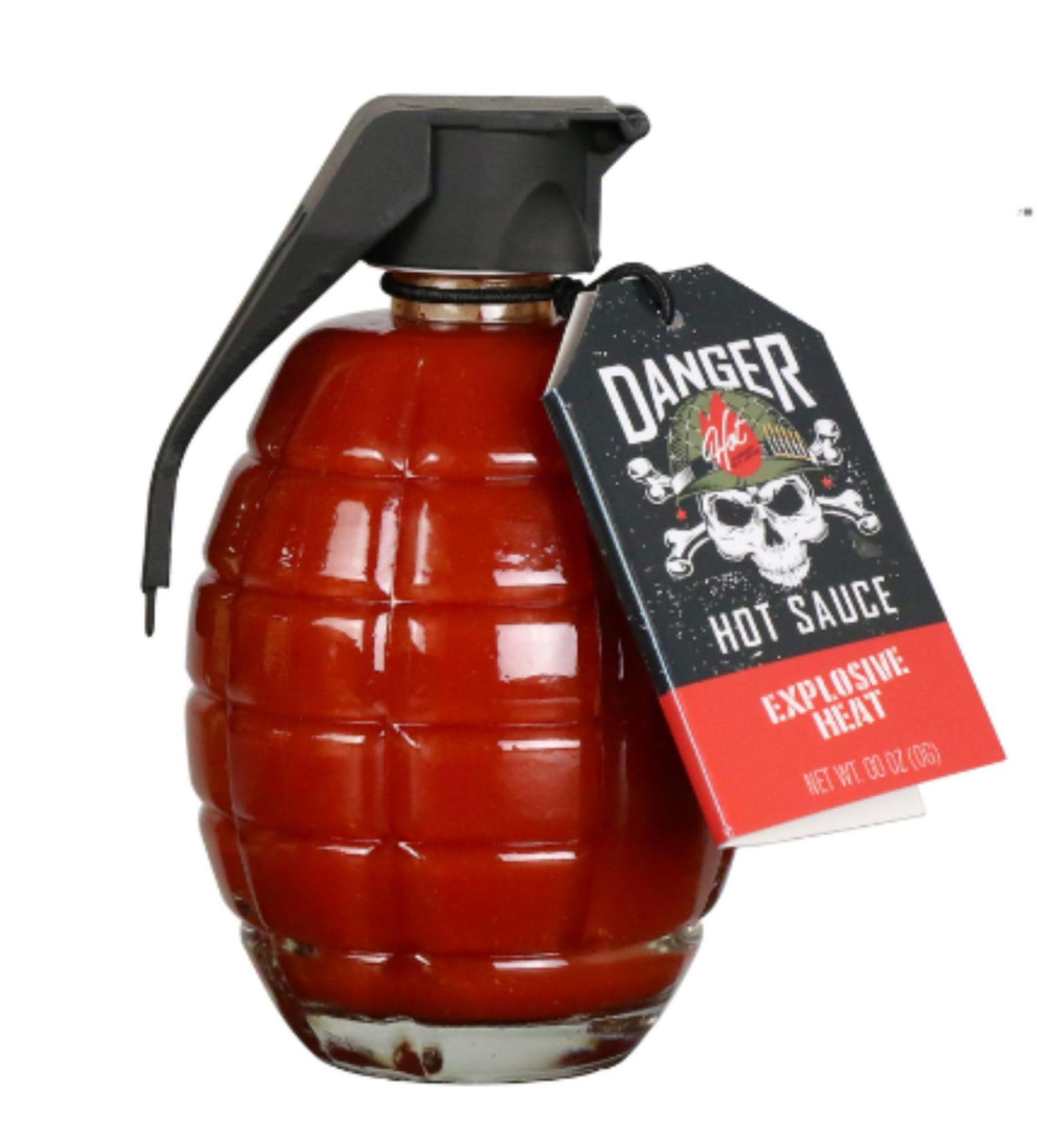 Grenade chilli Hot Sauce - Delicious hot sauce Unique grenade bottle with hot sauce Ideal for bbqs meats burger sauce or a dipping sauce. Great for parties.