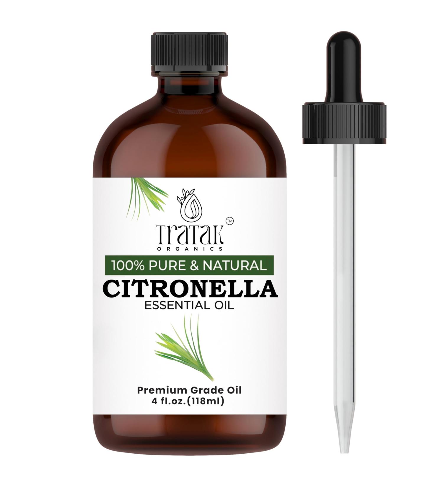 Citronella Essential Oil 4 Fl Oz 100% Pure and Natural Citronella Oil for Diffuser and Aromatherapy Skin Massage Candle and Soap Making Fragrance - with Dropper Citronella 4 Fl Oz (Pack of 1) - Buy Online on GoSupps.com