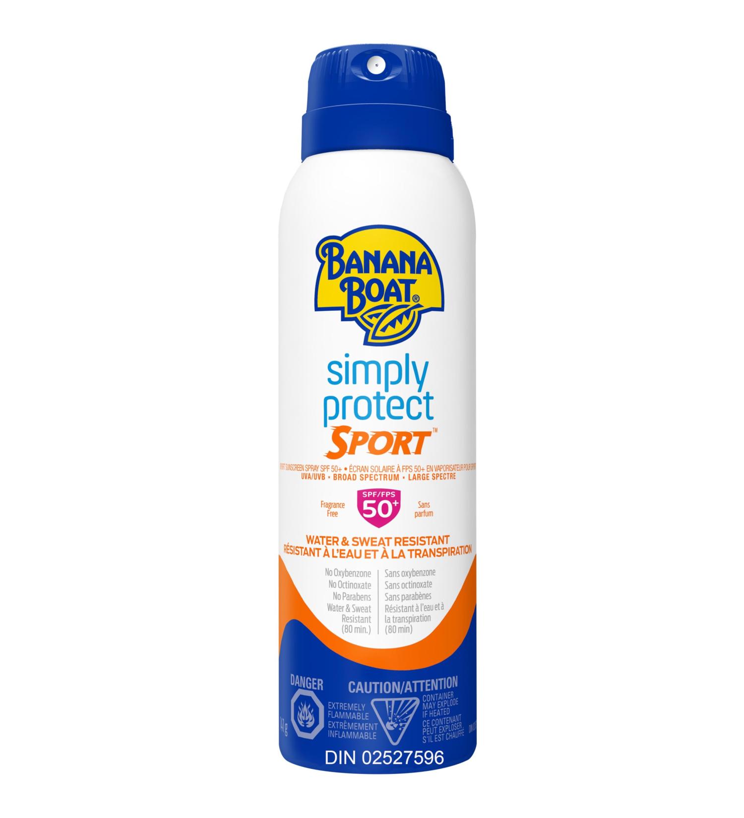 Banana Boat Simply Protect Sport Sunscreen Spray SPF 50+ 141g - Buy Online on GoSupps.com