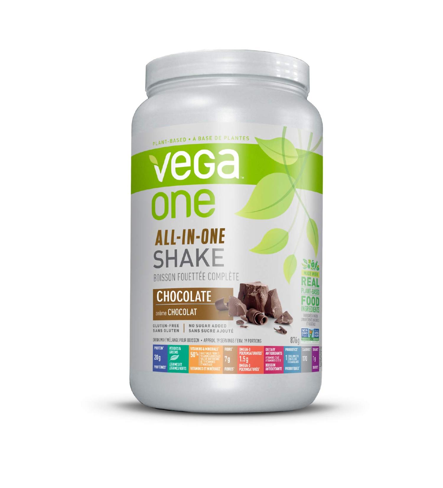 Vega One All-In-One Chocolate Nutritional Shake - Plant Based Vegan Protein Powder | Non Dairy, Gluten Free, Non GMO | 30.9oz (19 Servings) - Buy Online on GoSupps.com