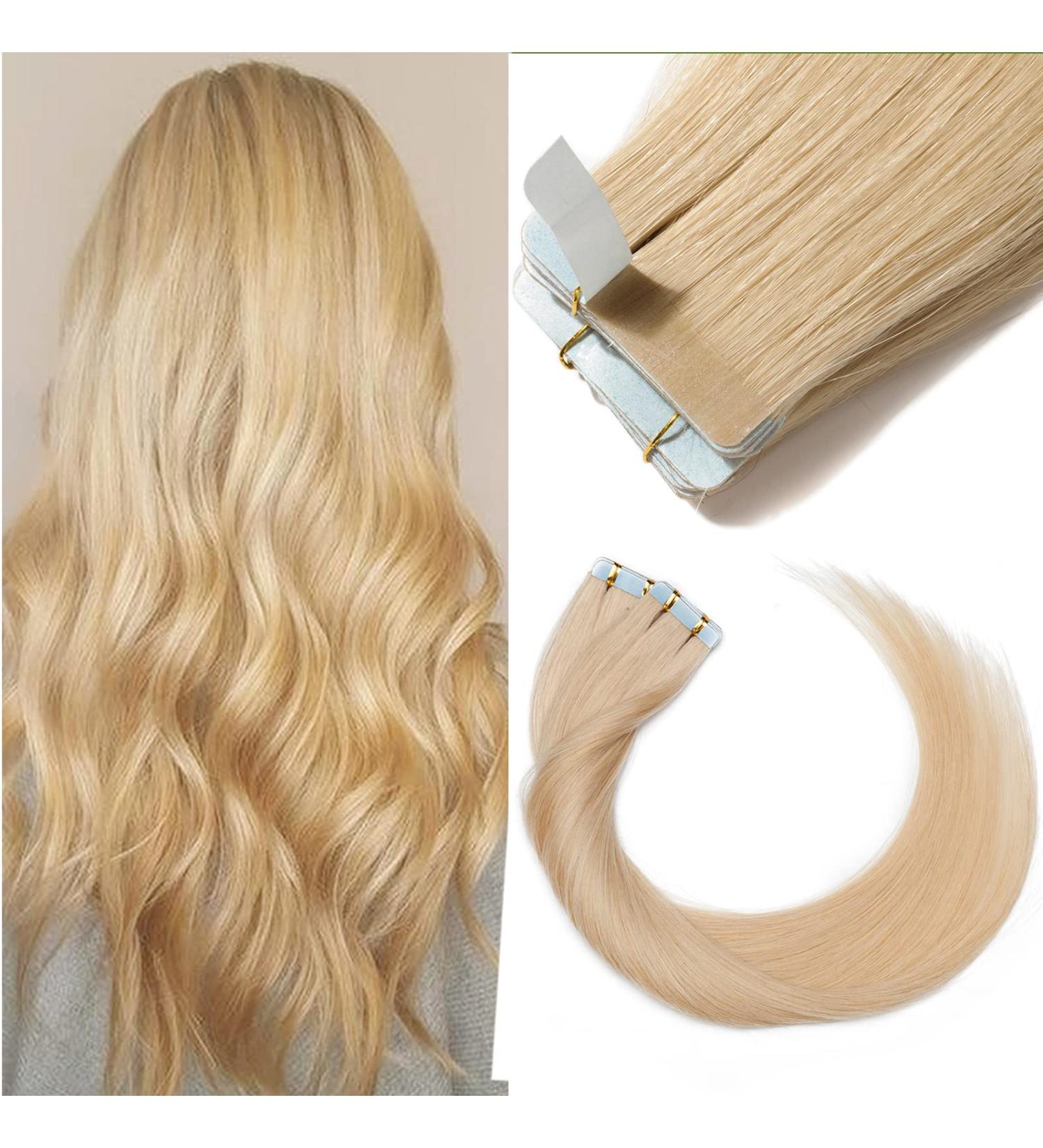 SEGO TAPE Extensions - Remy Real Hair Glue 20 Tressen Hellblond #613 18 (45cm) with 10 Free Tapes - Quality Hair Extensions for International Shipping - Buy Online on GoSupps.com