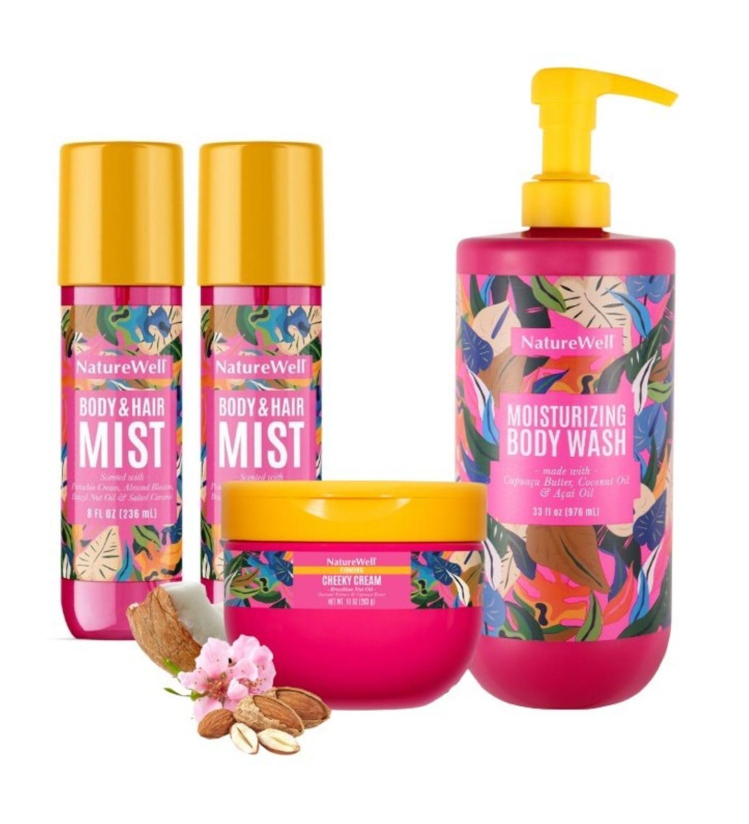 NATURE WELL Cheeky Collection Bundle - Includes 2 8 Fl Oz Hair & Body Mists 1 10oz Body Cream & 1 33oz Body Wash Value Sizes Scent of Vacation Perfect for Women Girls Teens - Buy Online on GoSupps.com
