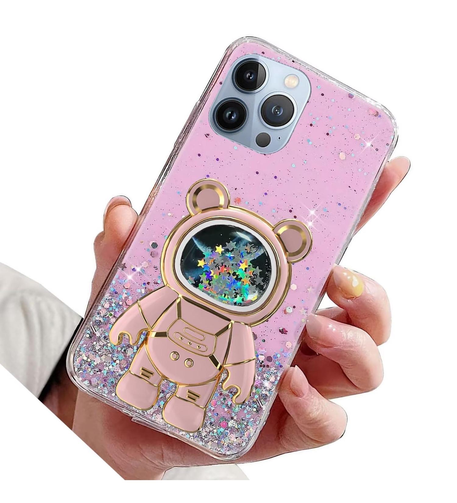 Rnrieyta Magon B r Astronaut Glitter Case for iPhone 15 Pro | Cute Thin Crystal Cover with Bumper & Kickstand | Pink Bling Transparent Protection - Buy Online on GoSupps.com