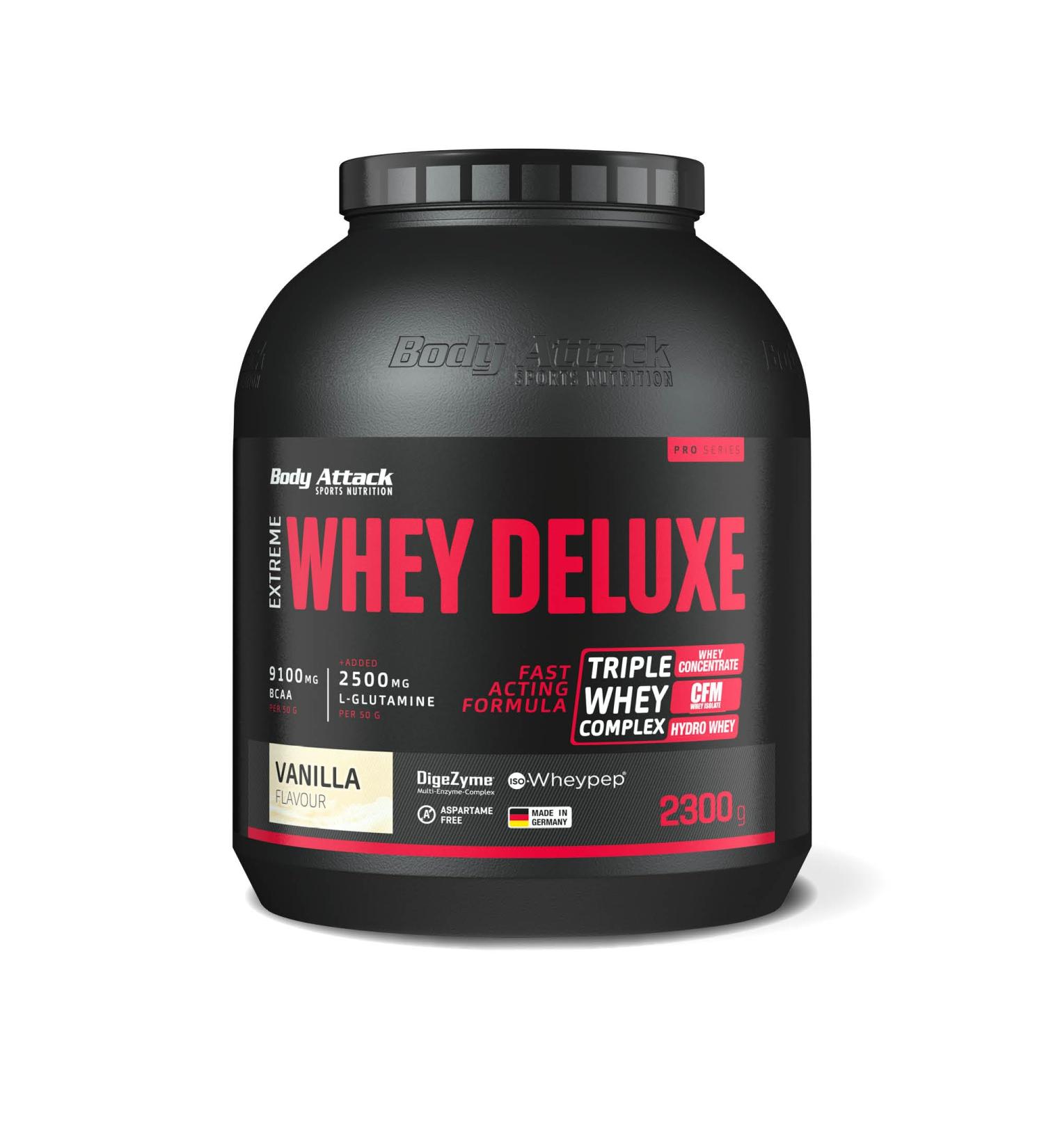 Body Attack Extreme Whey Deluxe - Vanilla Cream 2.3 kg | Premium Protein Powder with Amino Acids | Made in Germany | Low-Fat & Sugar | Triple Whey Complex & CFM Isolate - Buy Online on GoSupps.com