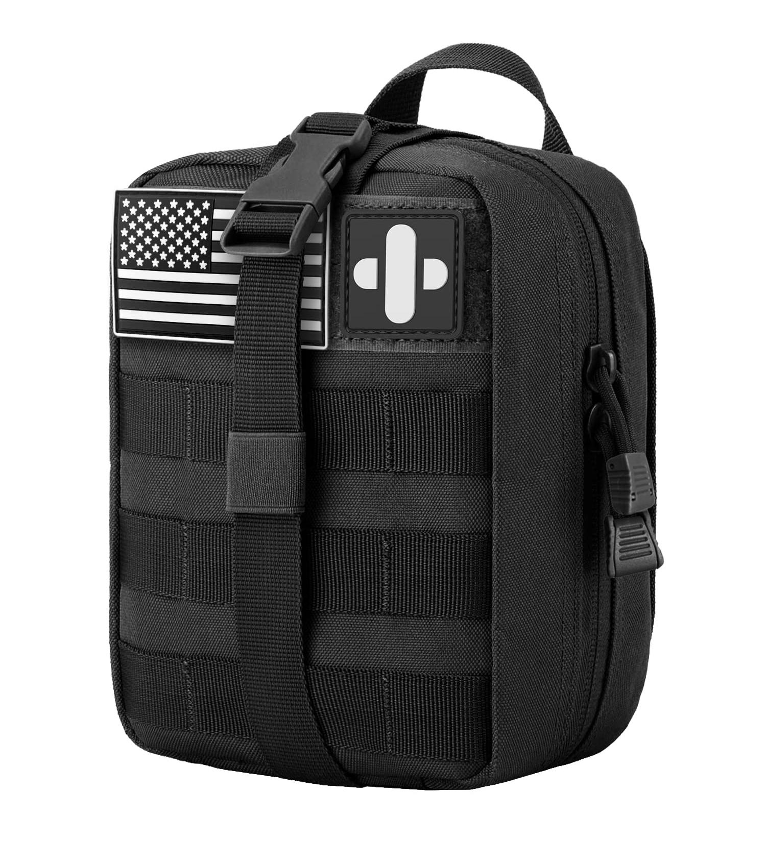 Meqi Medical Molle Tactical Bag | EMT First Aid IFAK Rip-Away Utility Pouch for Camping Hunting Hiking & Adventure - Black - Buy Online on GoSupps.com