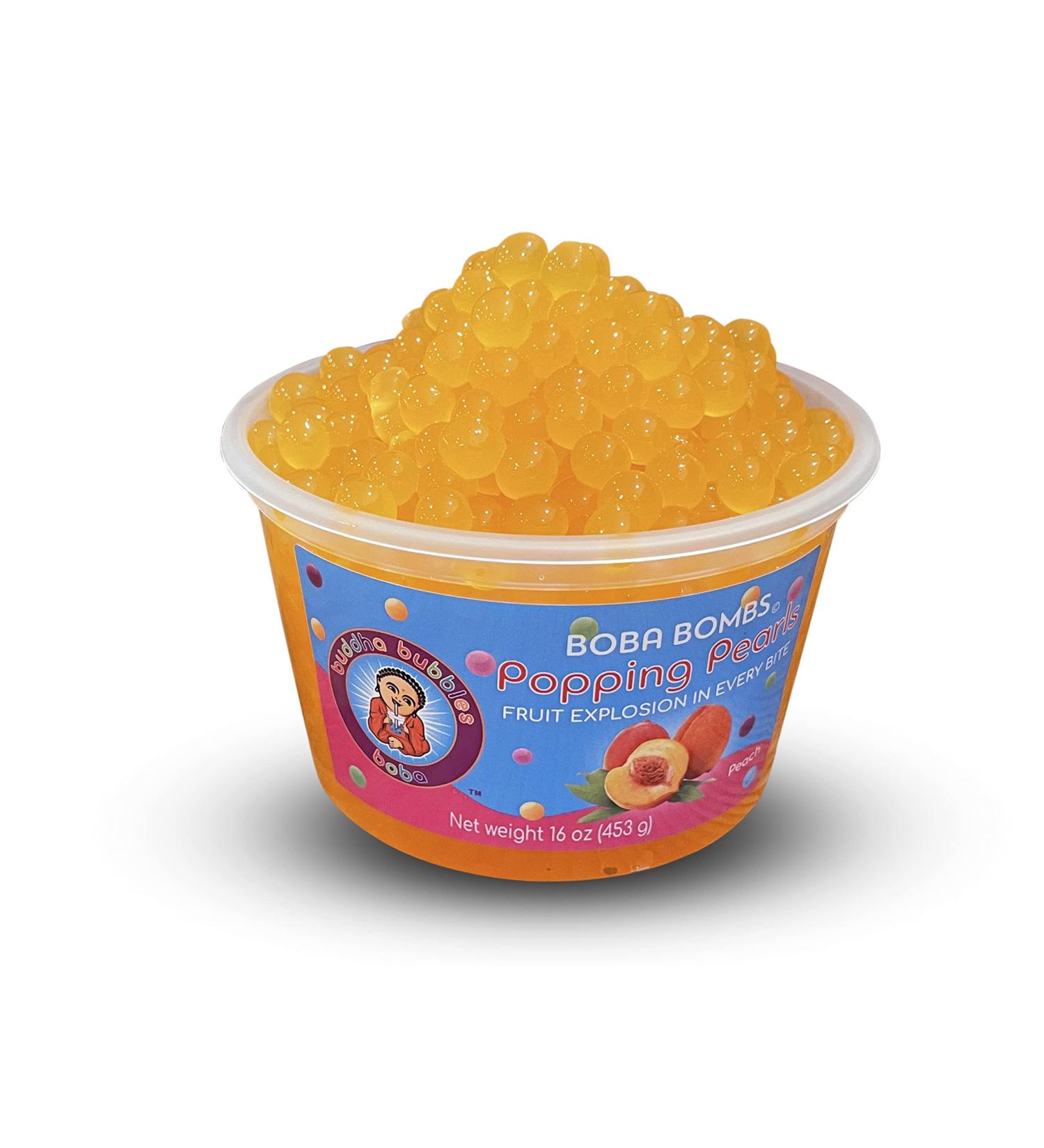 Buy PEACH Popping Boba Pearls by Buddha Bubbles - Tasty Dessert Topping for Perfect Drinks | International Shipping Available - Buy Online on GoSupps.com