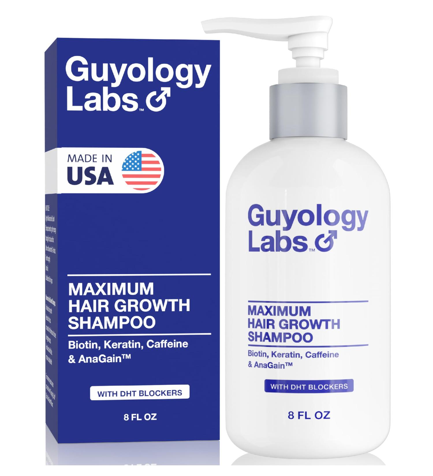Buy Hair Growth Shampoo for Men - Natural DHT Blockers for Thinning Hair - Biotin & Keratin Formula - Clinically Tested | Guyology Labs Peppermint - Made in USA - Buy Online on GoSupps.com