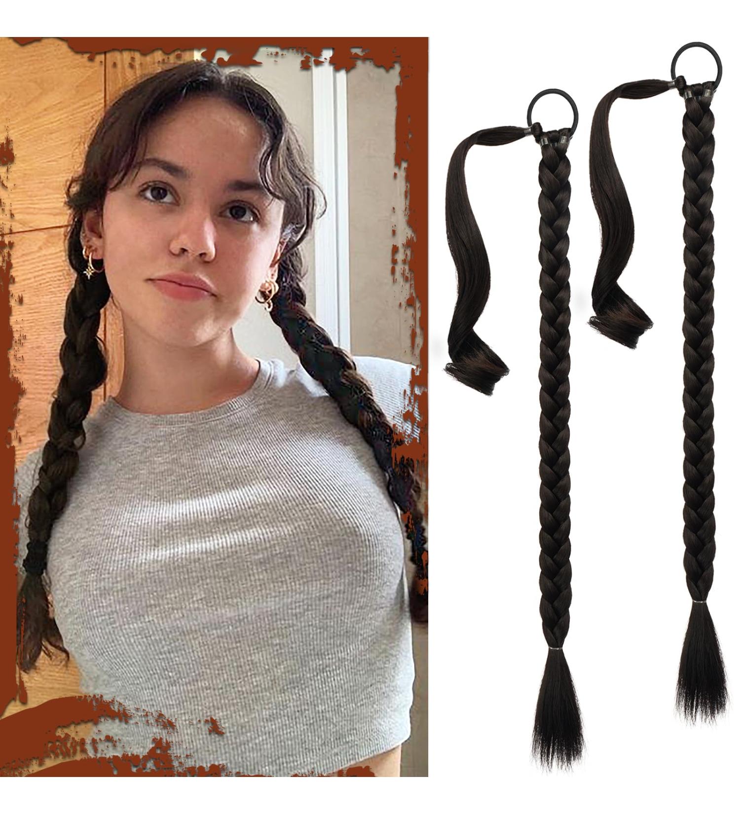 Sofeiyan Long Braid Ponytail Extension with Hair Tie Straight Sleek Wrap Around Hair Extensions Braid Pony Tail Fluffy Natural Soft Synthetic Hairpieces for Women Daily Wear 2Pcs 30 inch-Dark Brown 30 Inch (Pack of 2) Dark Brown - Buy Online on GoSupps.com