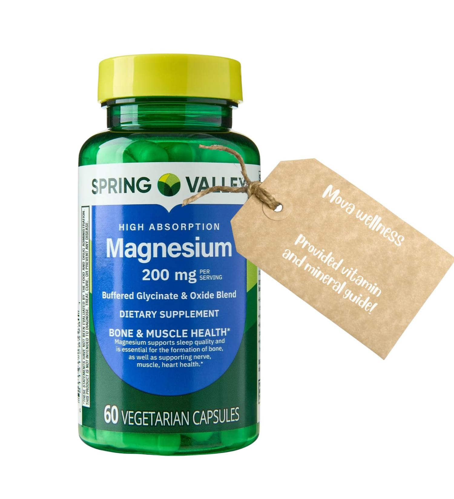 Magnesium 200 mg Sleep Support & Bone & Muscle Health Dietary Supplement Vegetarian Capsules 60 Count SP - Buy Online on GoSupps.com
