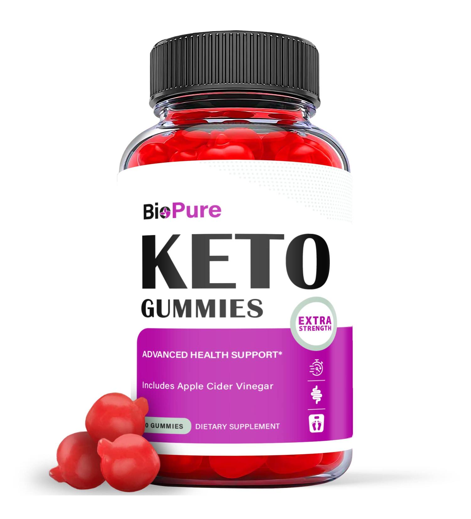 Biopure Keto ACV Gummies - Vegan Formula for Weight Loss with Apple Cider Vinegar and Vitamin B12 (60 Gummies) - Buy Online on GoSupps.com