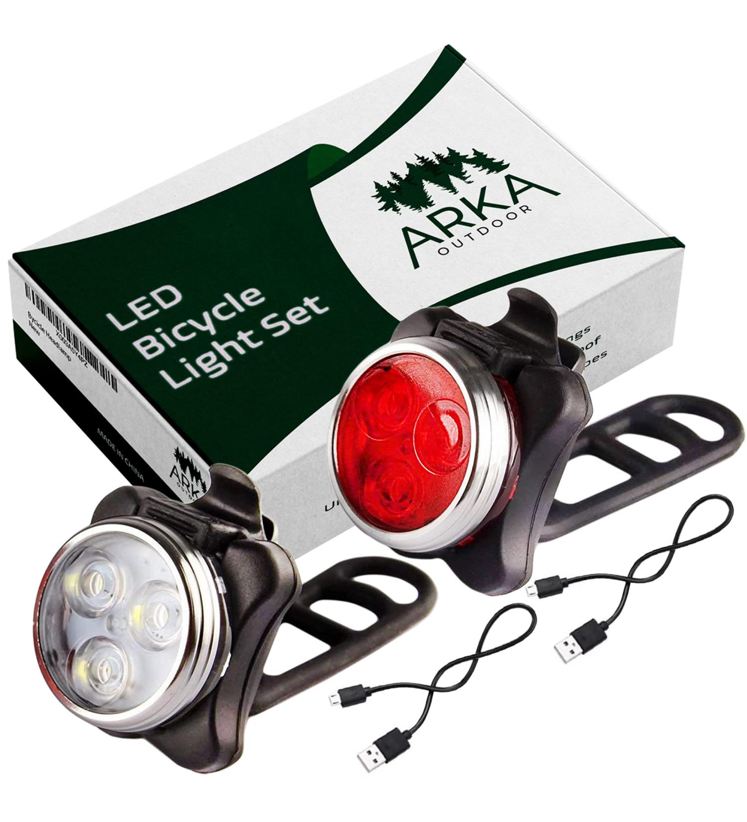 LED Bike Headlight/Taillight Combination - Bright USB Rechargeable Safety Lights for Kids and Adult Bicycles - Front and Rear Light with Flashing Mode for Cycling at Night - Buy Online on GoSupps.com