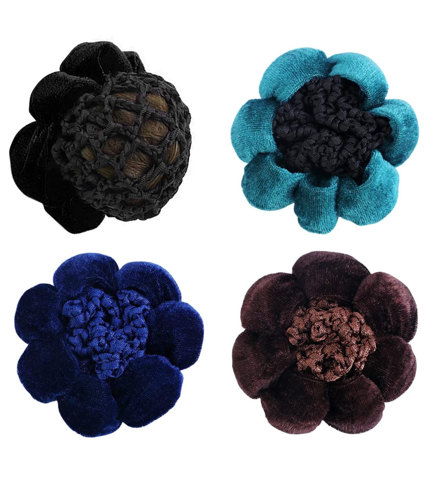 NAIHOD 4 Pcs Crochet Hair Bun Cover Net - Women Elastic Hair Snood for Styling & Decoration | Professional Hair Accessories - Buy Online on GoSupps.com