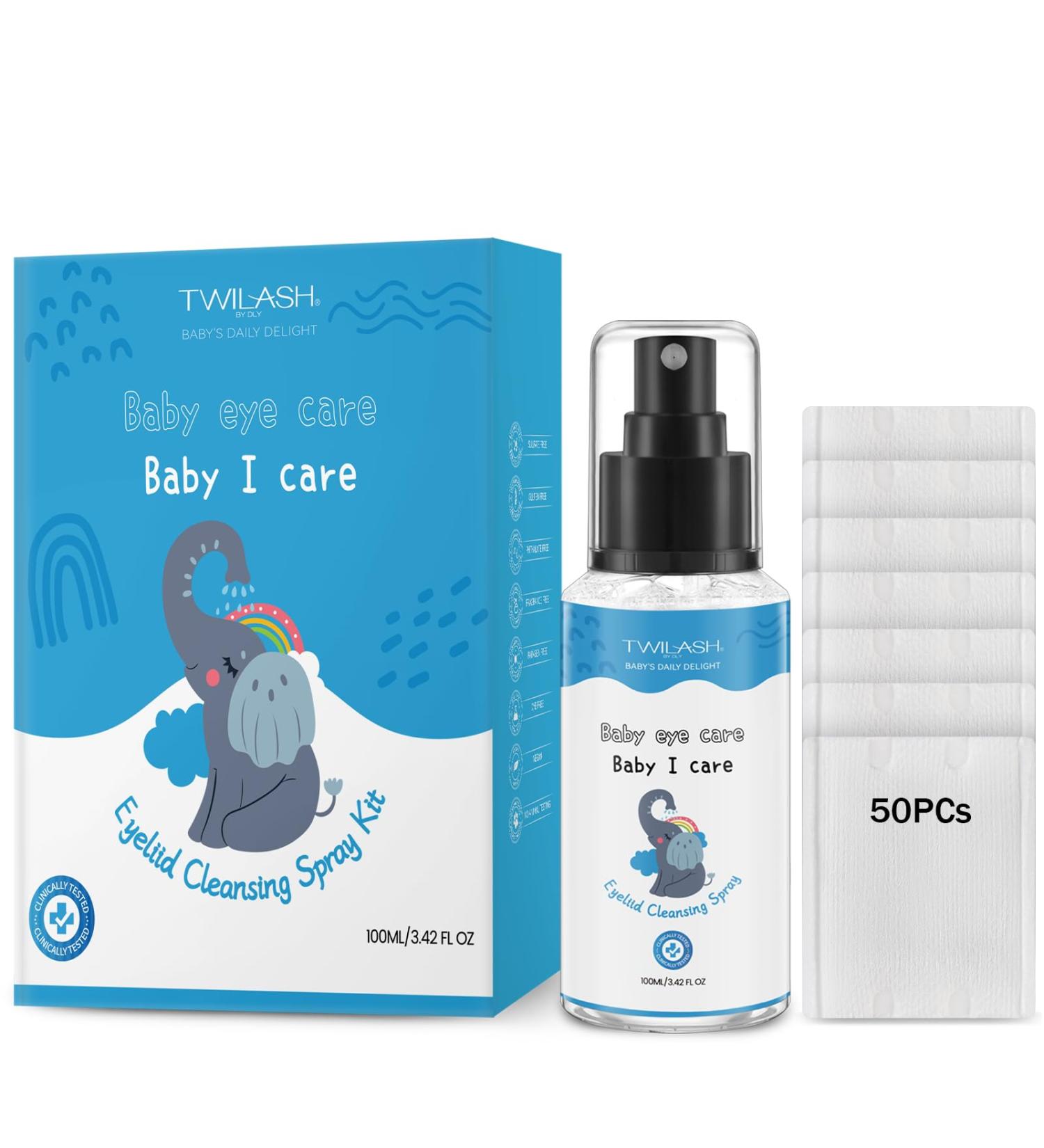 Eyelid Cleansing Spray for Children - Tear-Free Natural Ingredients 50 Cotton Rounds | Gentle Daily Eye Care 100ml - Buy Online on GoSupps.com