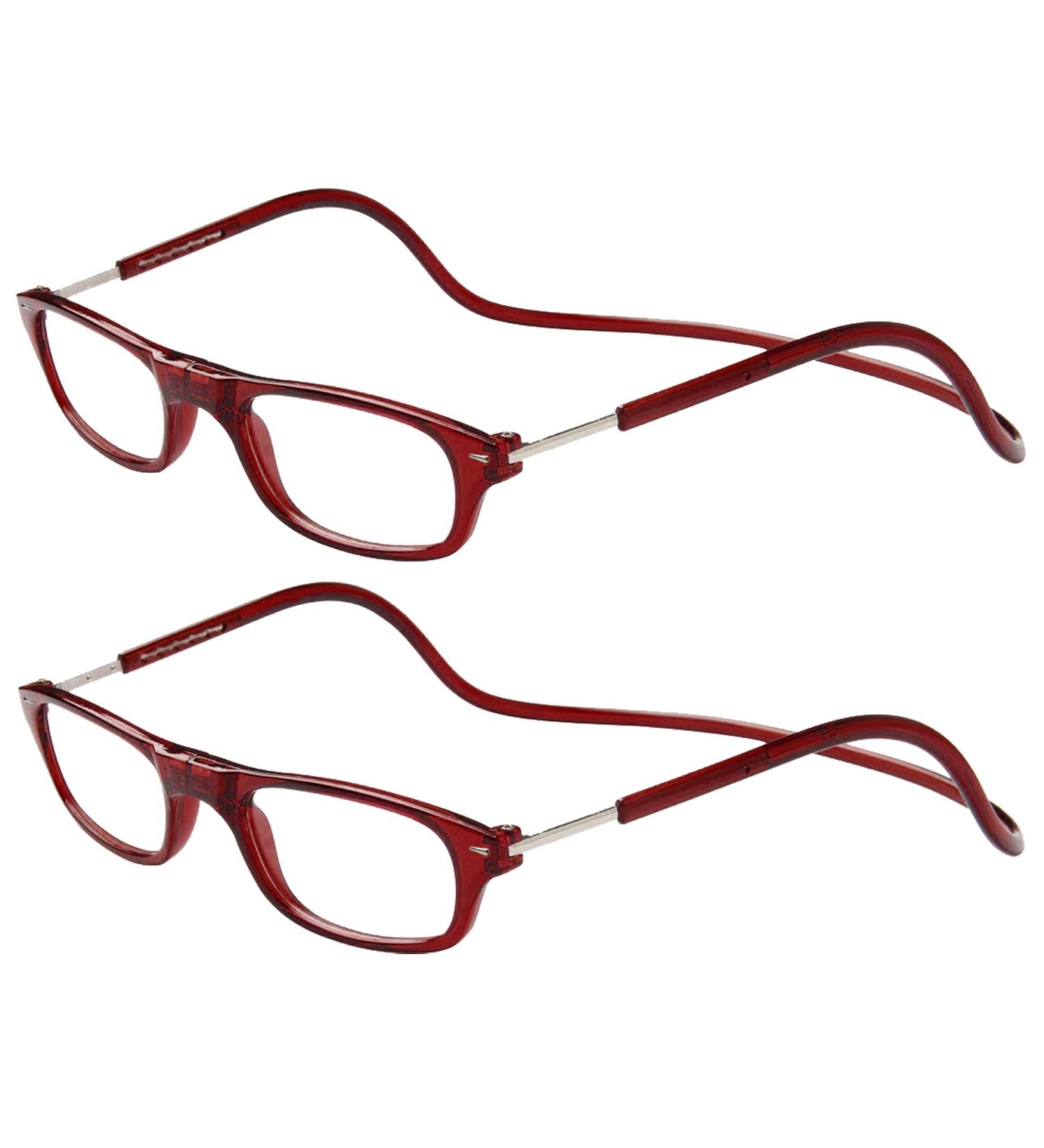 TBOC Pack: Reading Glasses for Men & Women (2 Pack) - +1.00 Dioptre Foldable Burgundy Magnetic Clip for Presbyopia - Perfect Mobile Aid - Buy Online on GoSupps.com