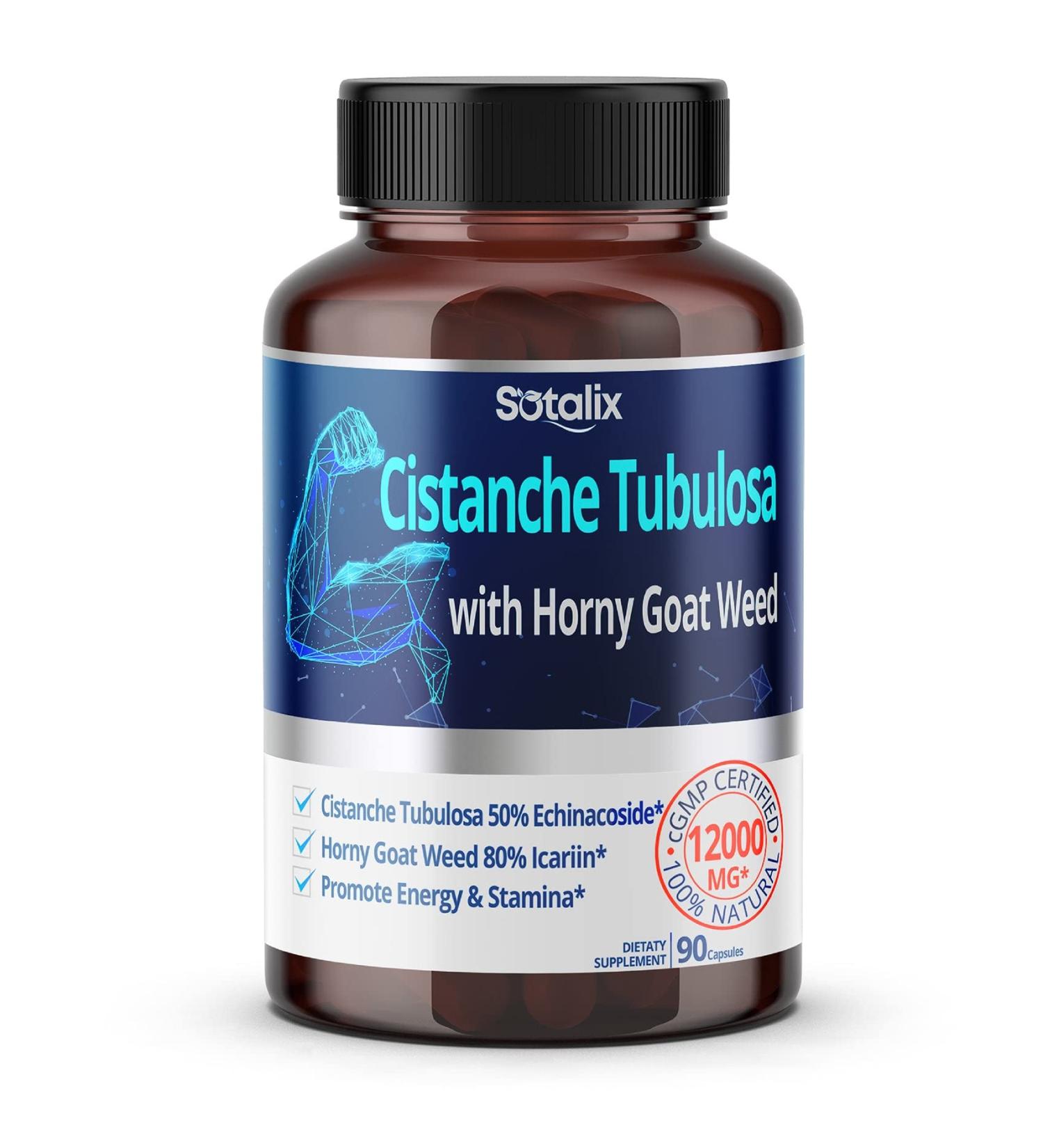SOTALIX Cistanche Tubulosa Supplement 12,000MG with Horny Goat Weed - Strength, Stamina, Brain Health Support - Made in USA - Buy Online on GoSupps.com