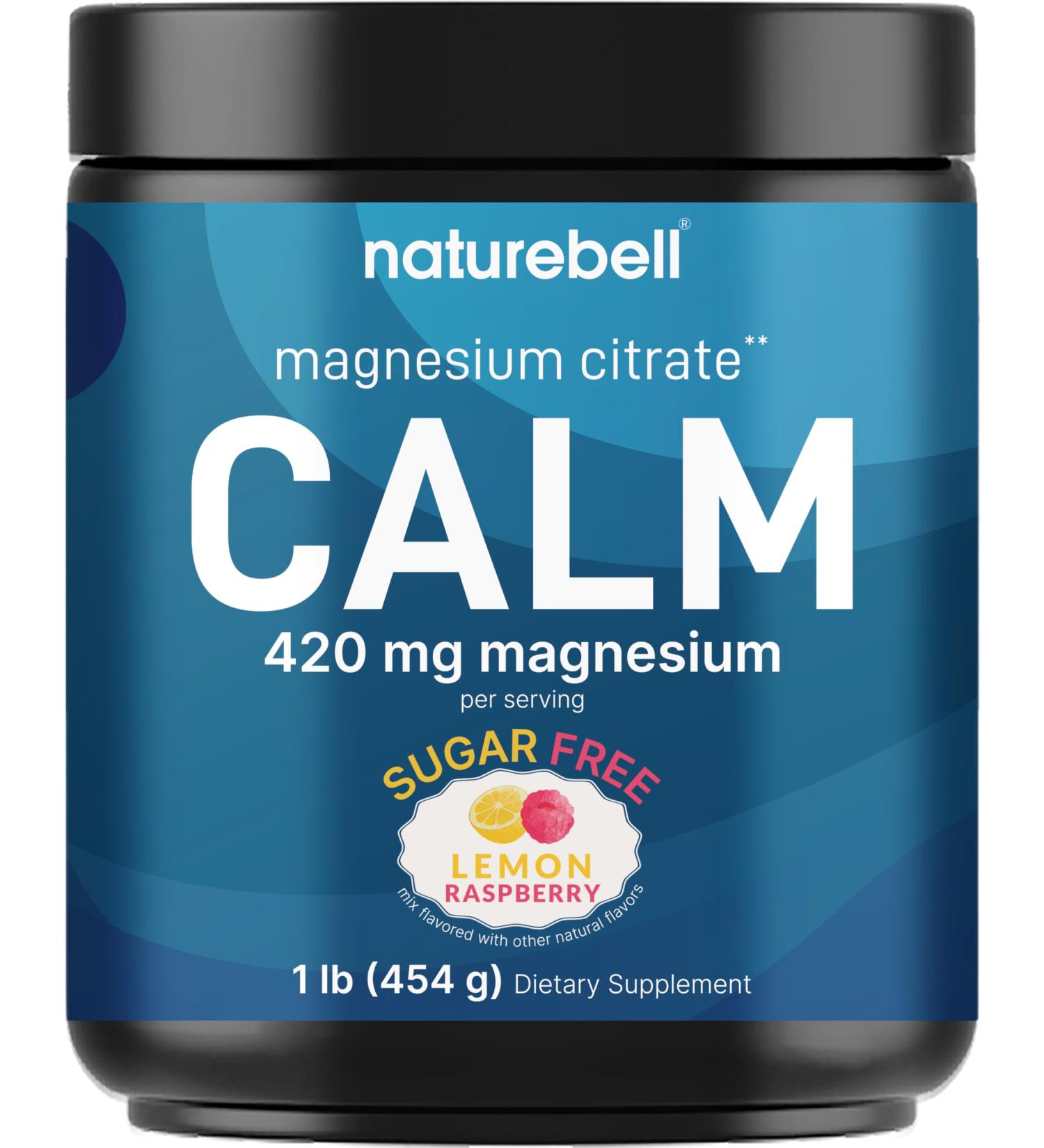 Calm Magnesium Powder 1lb | Drink Mix for Sleep Muscle Bone & Mood Support Sugar Free Lemon Raspberry Flavor Chelated Magnesium Citrate for High Absorption Vegan Non-GMO - Buy Online on GoSupps.com