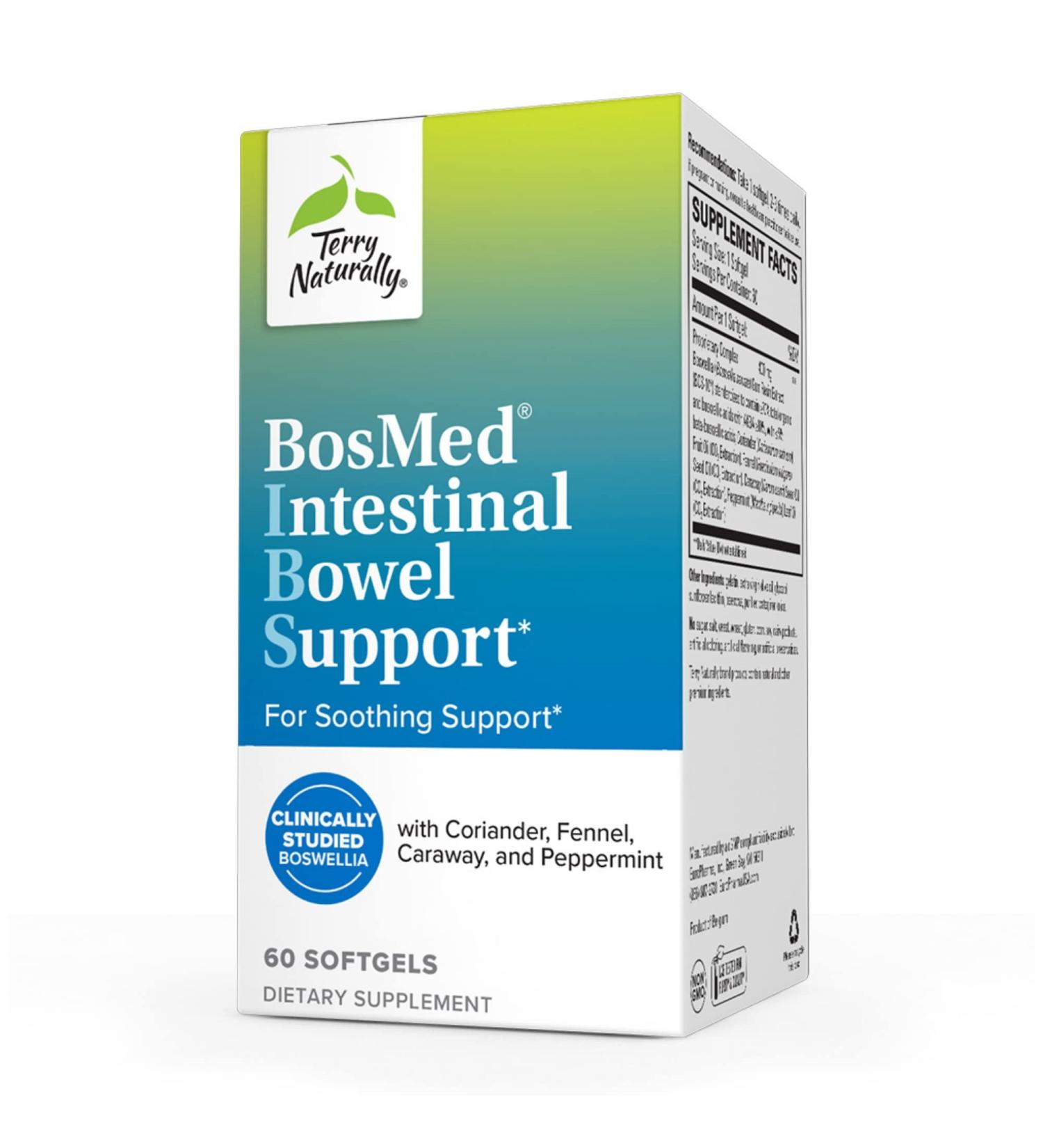 Terry Naturally BosMed Intestinal Bowel Support - 400mg Boswellia Complex for Gas & Bloating - 60 Softgels - Buy Online on GoSupps.com