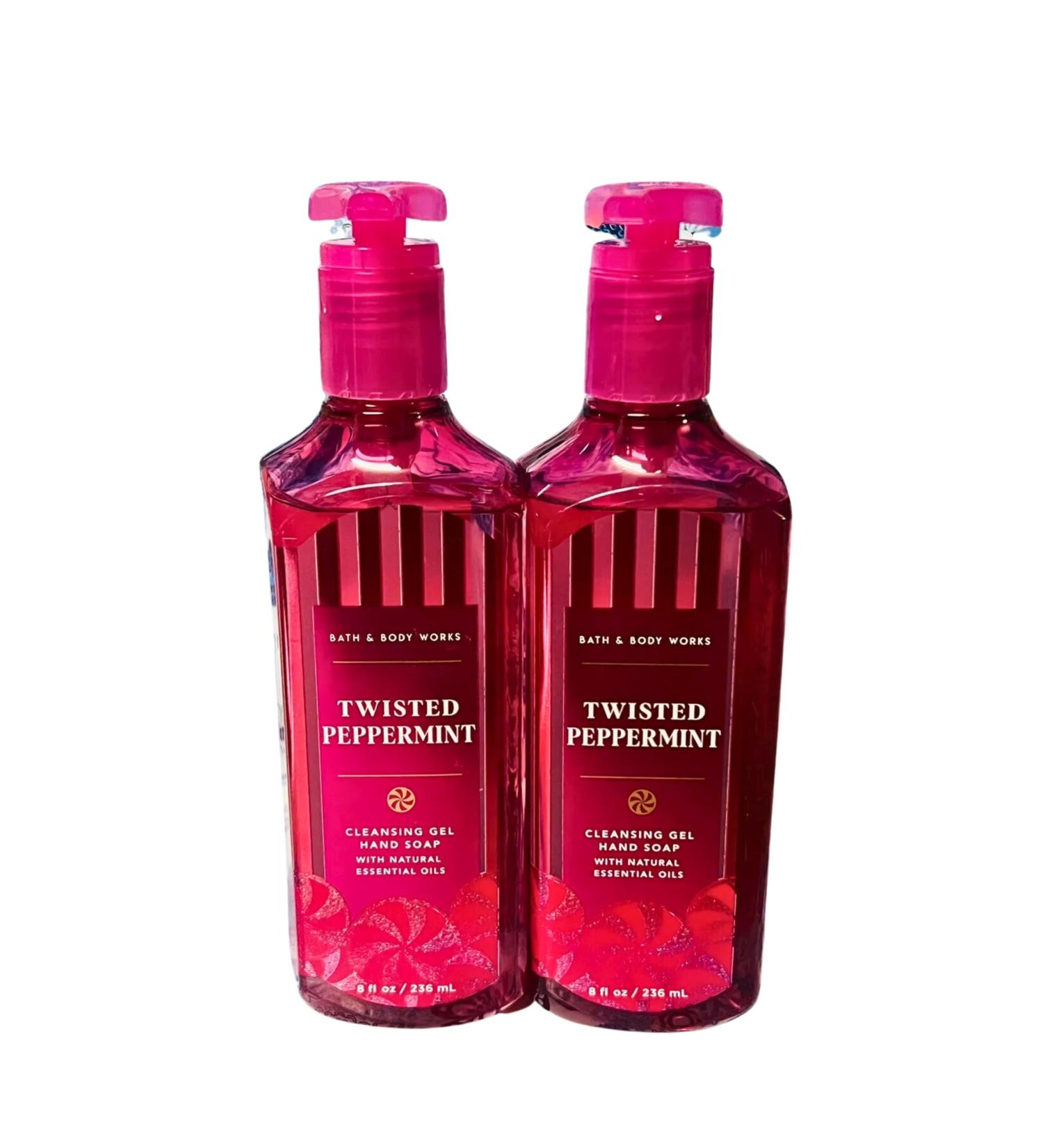 Bath & Body Works Cleansing Gel Hand Soap Pack of 2 8oz Each Bottle (Twisted Peppermint)