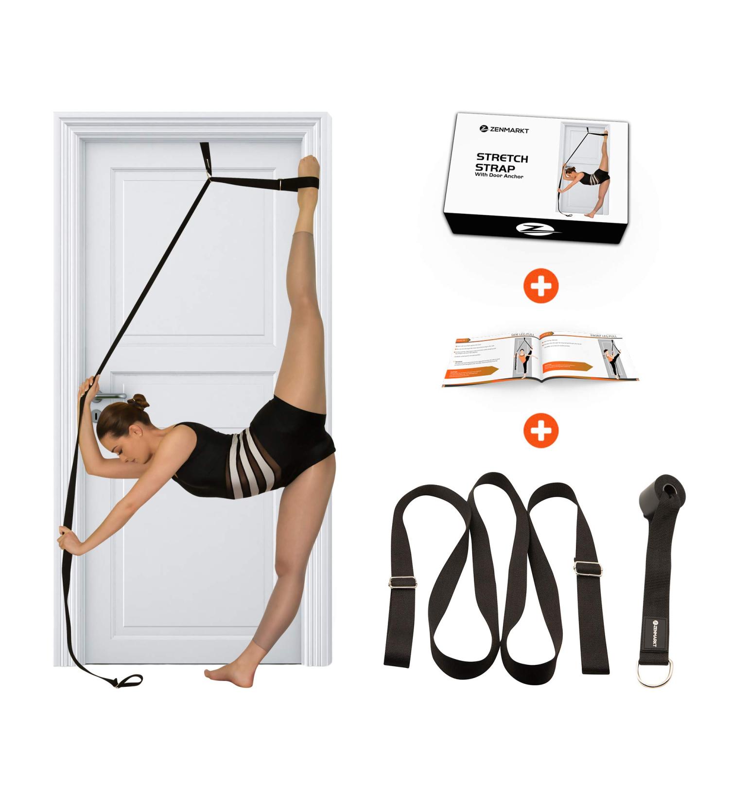 Stretch Strap with Door Anchor for Improved Leg Stretching - Perfect Home Equipment for Ballet, Dance, MMA, Yoga & Gymnastics - Includes Booklet & Box (Black) - Buy Online on GoSupps.com
