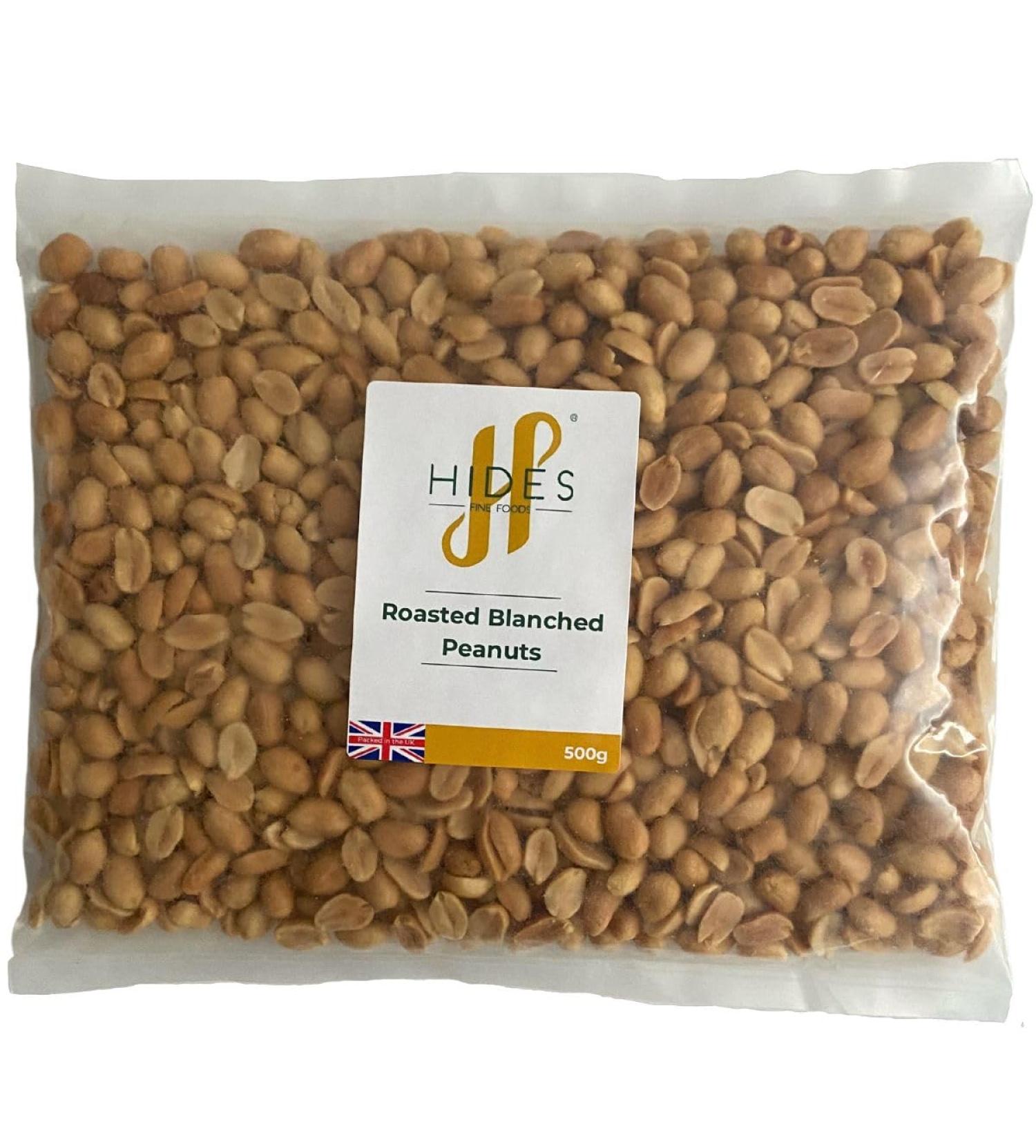 Hides Fine Foods - Unsalted Roasted & Blanched Peanuts - 500g - GMO - Free - Suitable for Vegetarians - Baking - Desserts - Cakes - Cookies - Cooking - Salads - Snacking - Buy Online on GoSupps.com