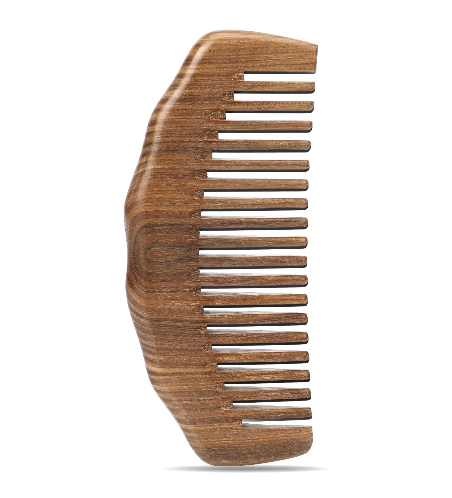 Handmade Green Sandalwood Wide Tooth Comb for Women and Men - Anti-Static, Detangling, Beard Comb - Buy Online on GoSupps.com
