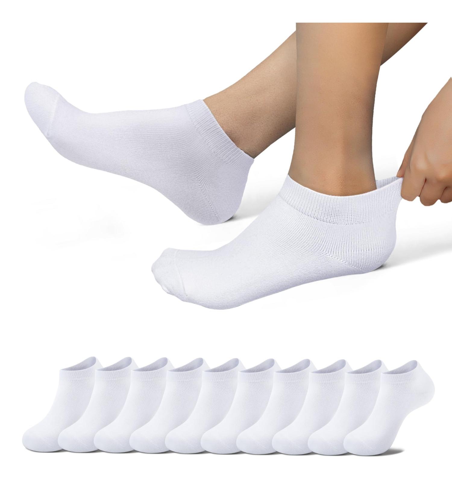 Buy Eksher Sneaker Socks for Men & Women - 10 Pairs of Breathable Anti-Sweat Running Socks (Cotton Size 35-38 White) - Buy Online on GoSupps.com