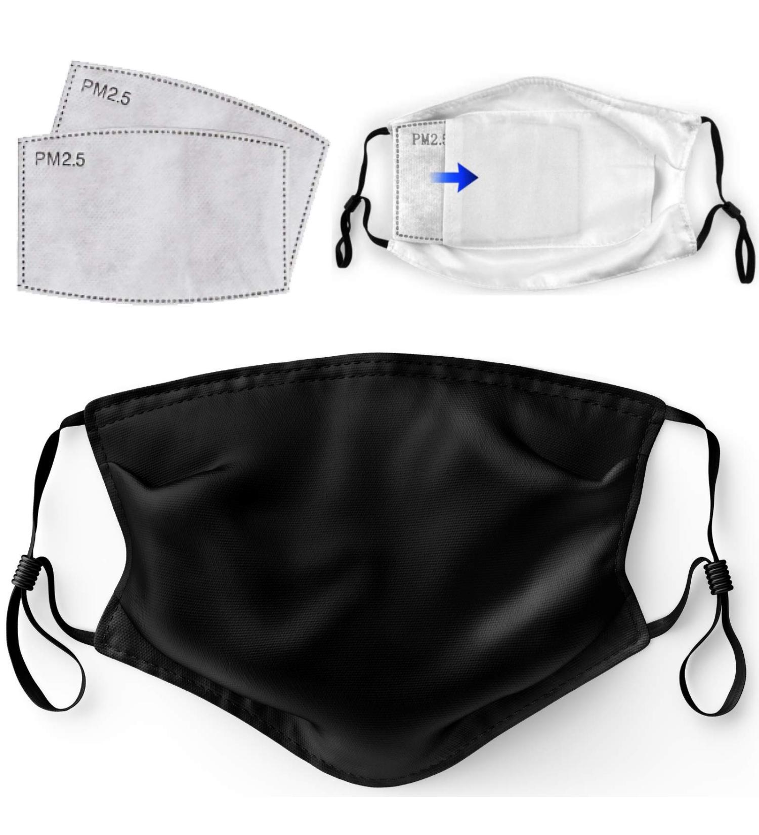 Primicity Reusable Black Face Mask with 5 Filters - Adjustable/Washable - Cotton Fabric - UK Seller - Buy Online on GoSupps.com