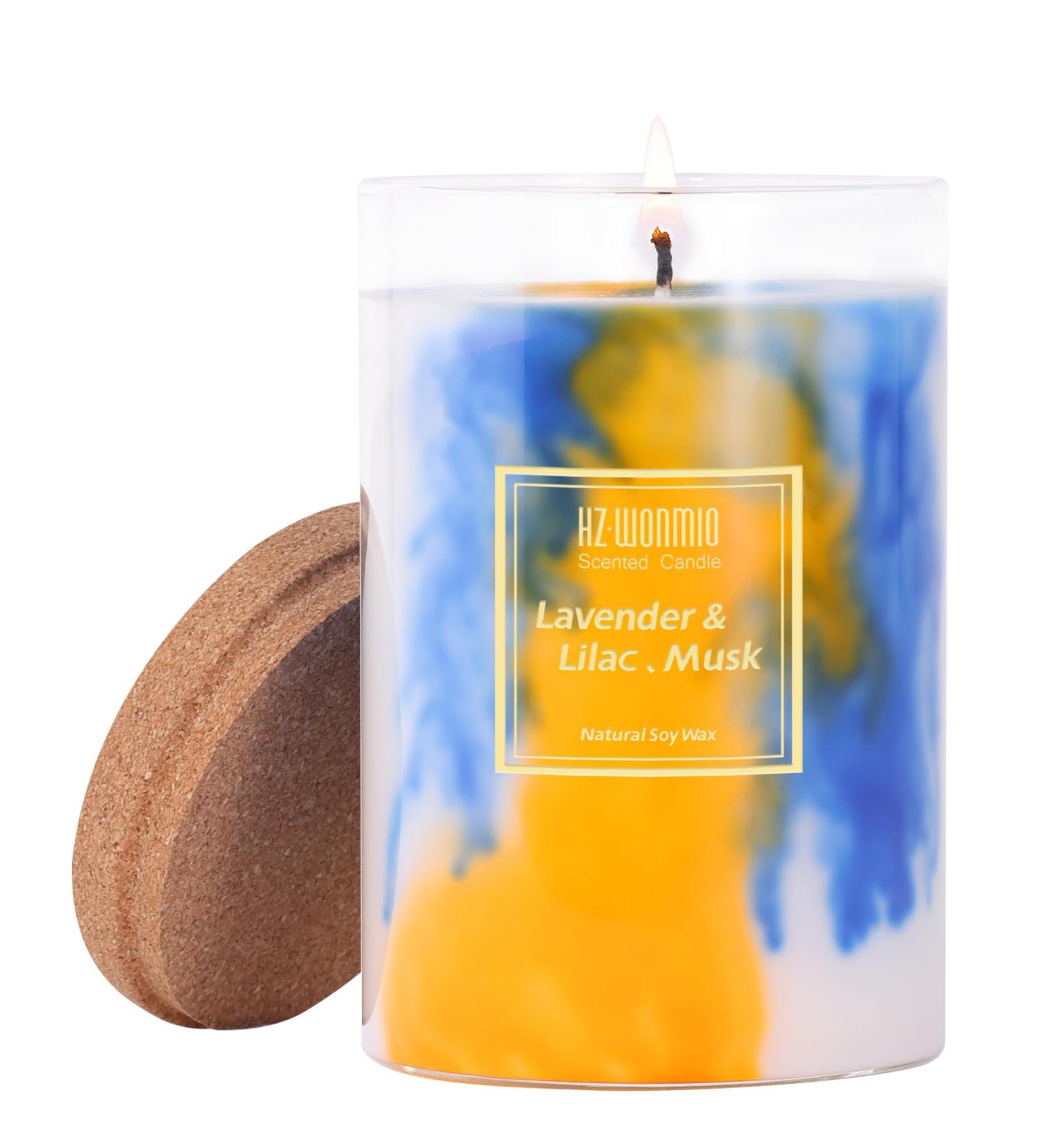 Lavender Candle - Hand-Poured Soy Wax | Aromatherapy Beach Ocean Scent | 90-Hour Burn Time | Perfect Candle Gifts for Women | 15oz Lavender & Lilac Musk - Buy Online on GoSupps.com