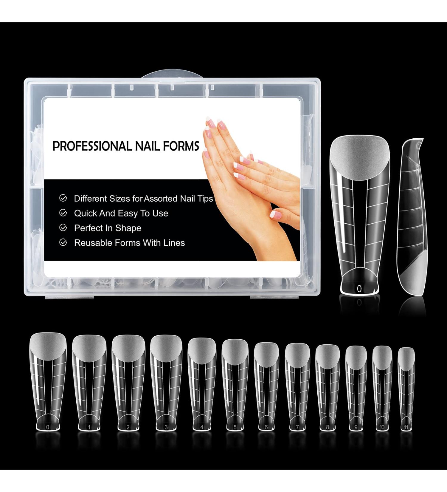 BNG 120 Pcs Frosted Dual Nail Forms - Professional Polymer Gel Nails Extension Molds for Quick Building and Full Cover Acrylic Nails - Buy Online on GoSupps.com