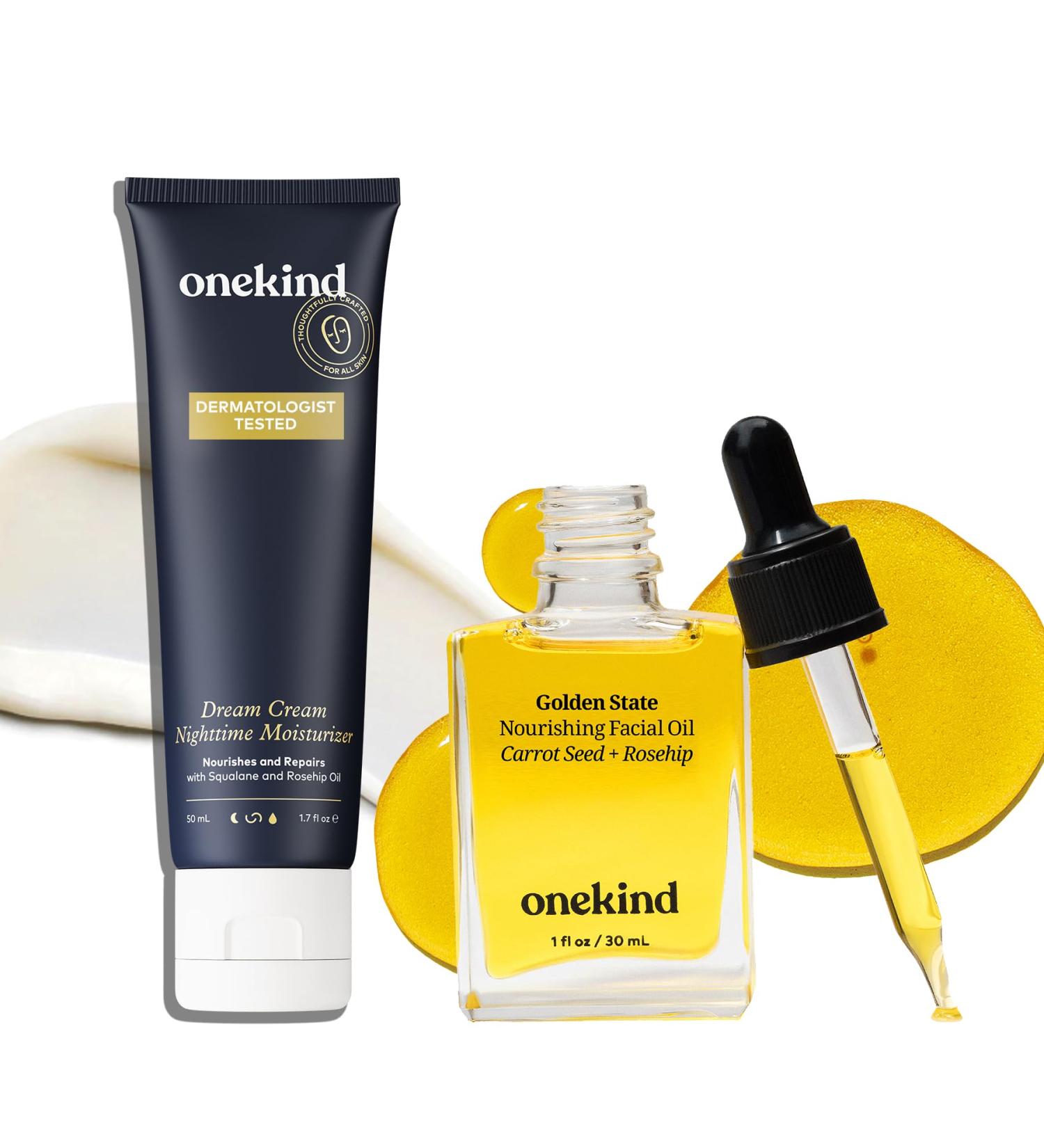 Glowing Skin Duo - Golden State Nourishing Facial Oil & Dream Cream Nighttime Moisturizer - Buy Online on GoSupps.com