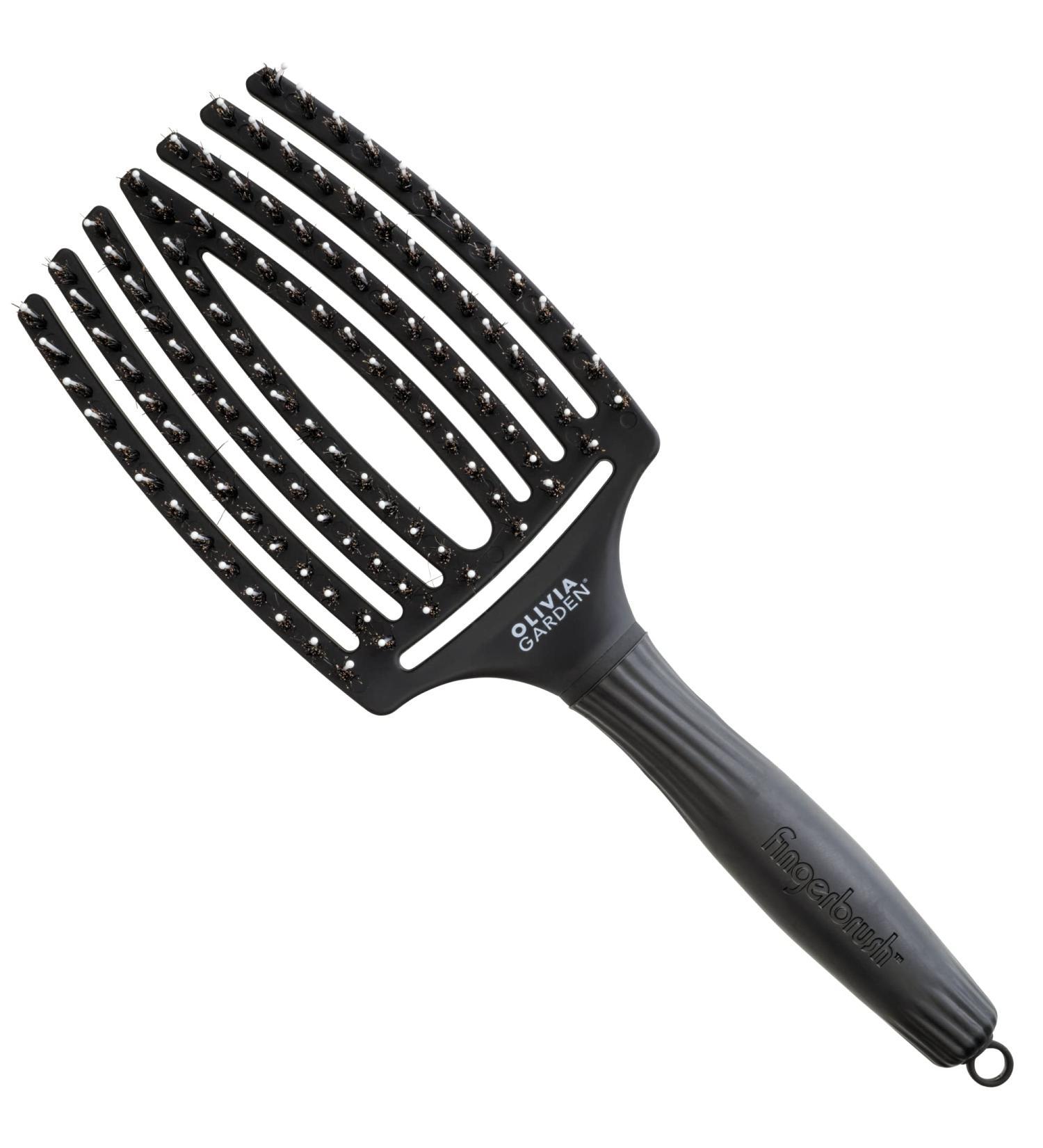 Olivia Garden Fingerbrush - Large Black Brush with Boar & Nylon Bristles for Perfect Styling - International Shipping Available - Buy Online on GoSupps.com