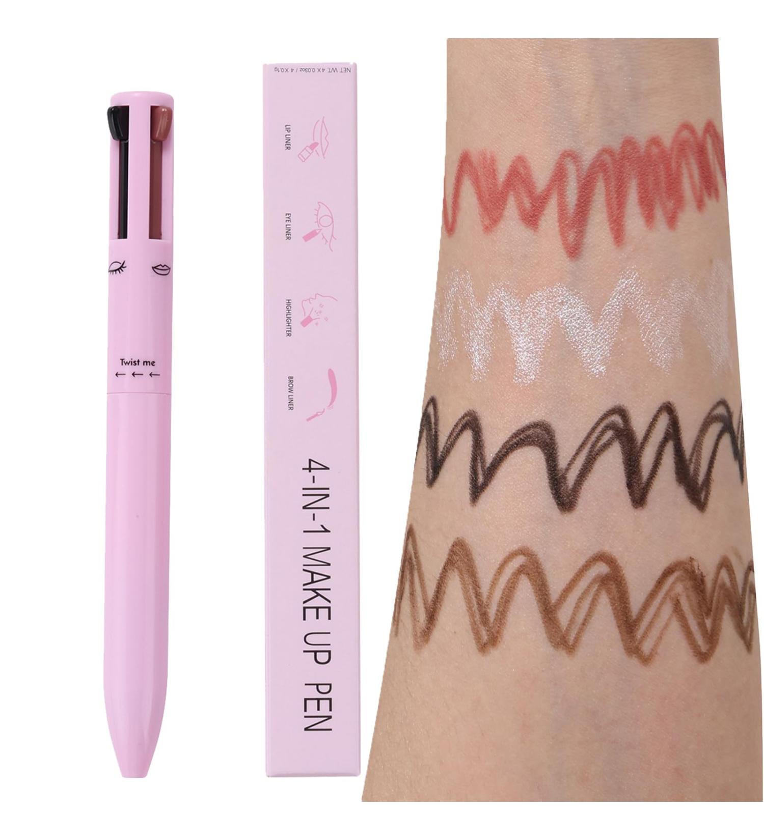Multi Makeup 4 in 1 - Waterproof Multi-Use Portable Makeup Pencil - Contour Smooth to Glide and Compact for Travel Comes with Eyeliner Brow Lipliner and Highlighter Caits Pink - Buy Online on GoSupps.com