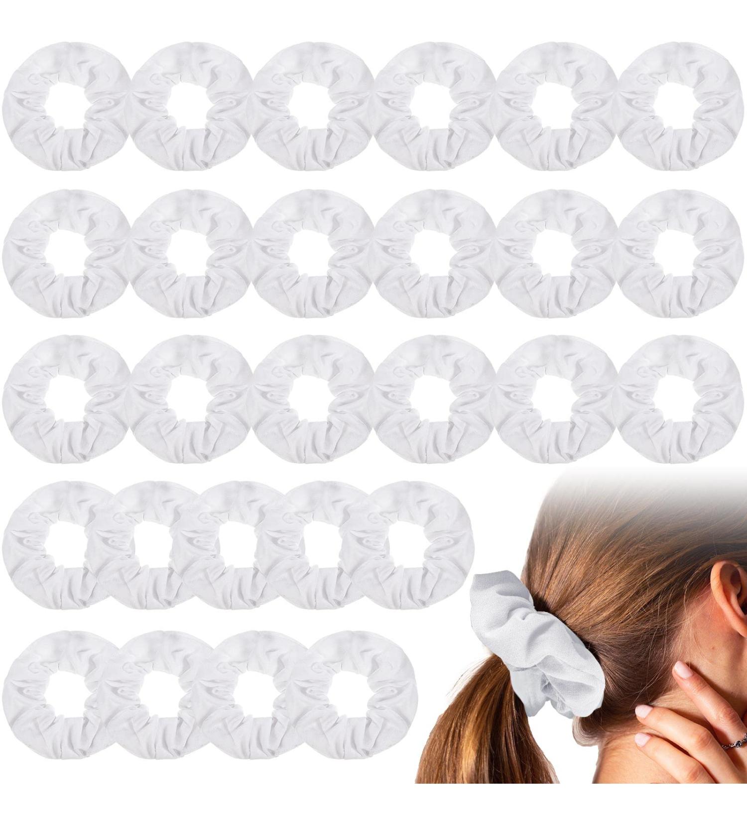 Tigeen 24 Pcs Cotton Scrunchies Bulk Hair Ties in White - Hair Accessories for Women, Girls, and Kids - Buy Online on GoSupps.com