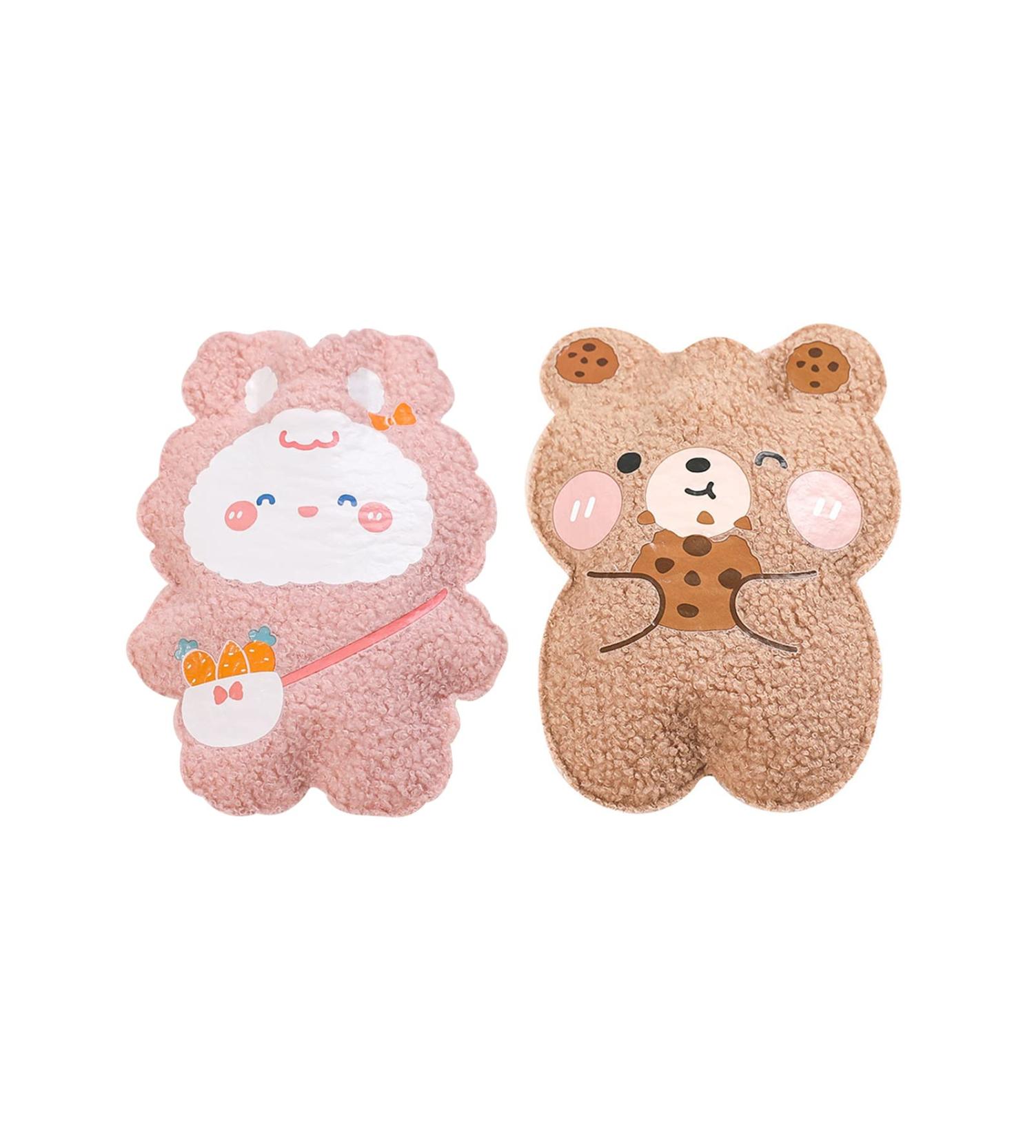 MAZALA 2 x Cartoon Plush Bear Hot Water Bottles - Cozy Cover for Kids & Adults | Hot Compress for Warmth - Buy Online on GoSupps.com