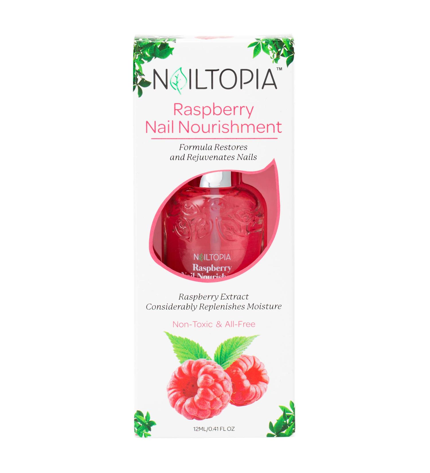 Nailtopia Raspberry Nail Nourishment - Strengthens and Revitalizes Thin, Damaged Nails - Vegan Growth Serum with Vitamins - 0.41 oz - Buy Online on GoSupps.com