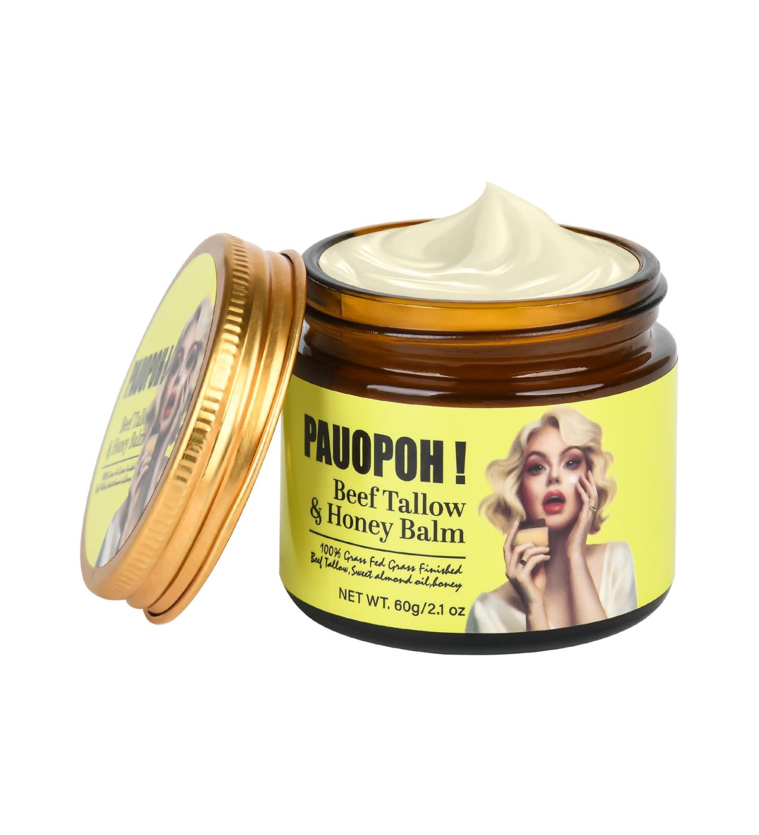 PAUOPOH Beef Tallow for Skin - Organic Grass-Fed Beef Tallow Balm with Manuka Honey Handmade Moisturizer for Sensitive Skin Unscented - Buy Online on GoSupps.com