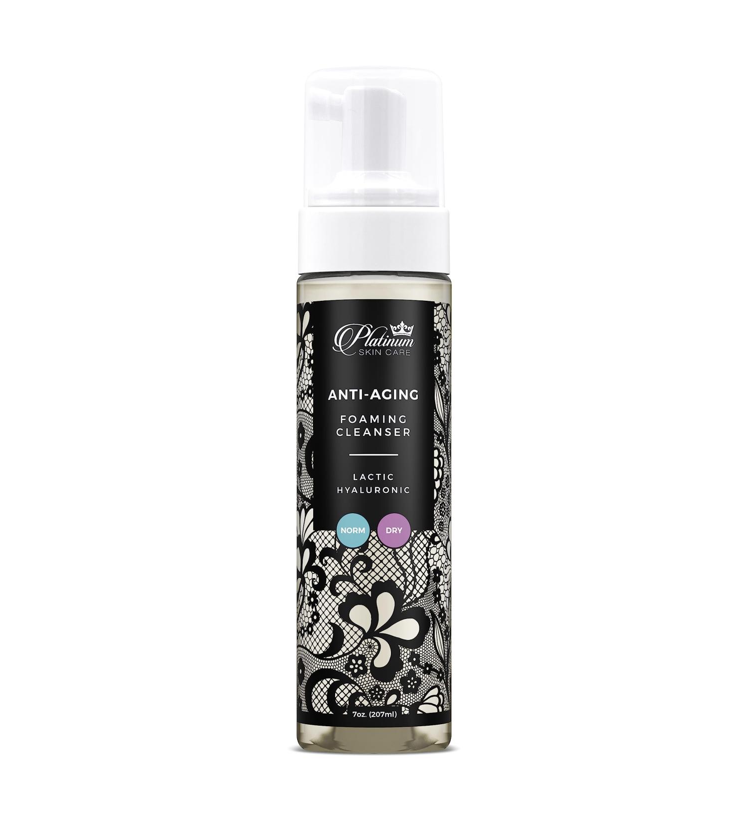 Anti-Aging Foaming Lactic Cleanser Skin Resurfacing Cleanser - Dual-Action Anti-Aging Exfoliating Face Wash and Cleanser - Smoothes Skin with Lactic Acid