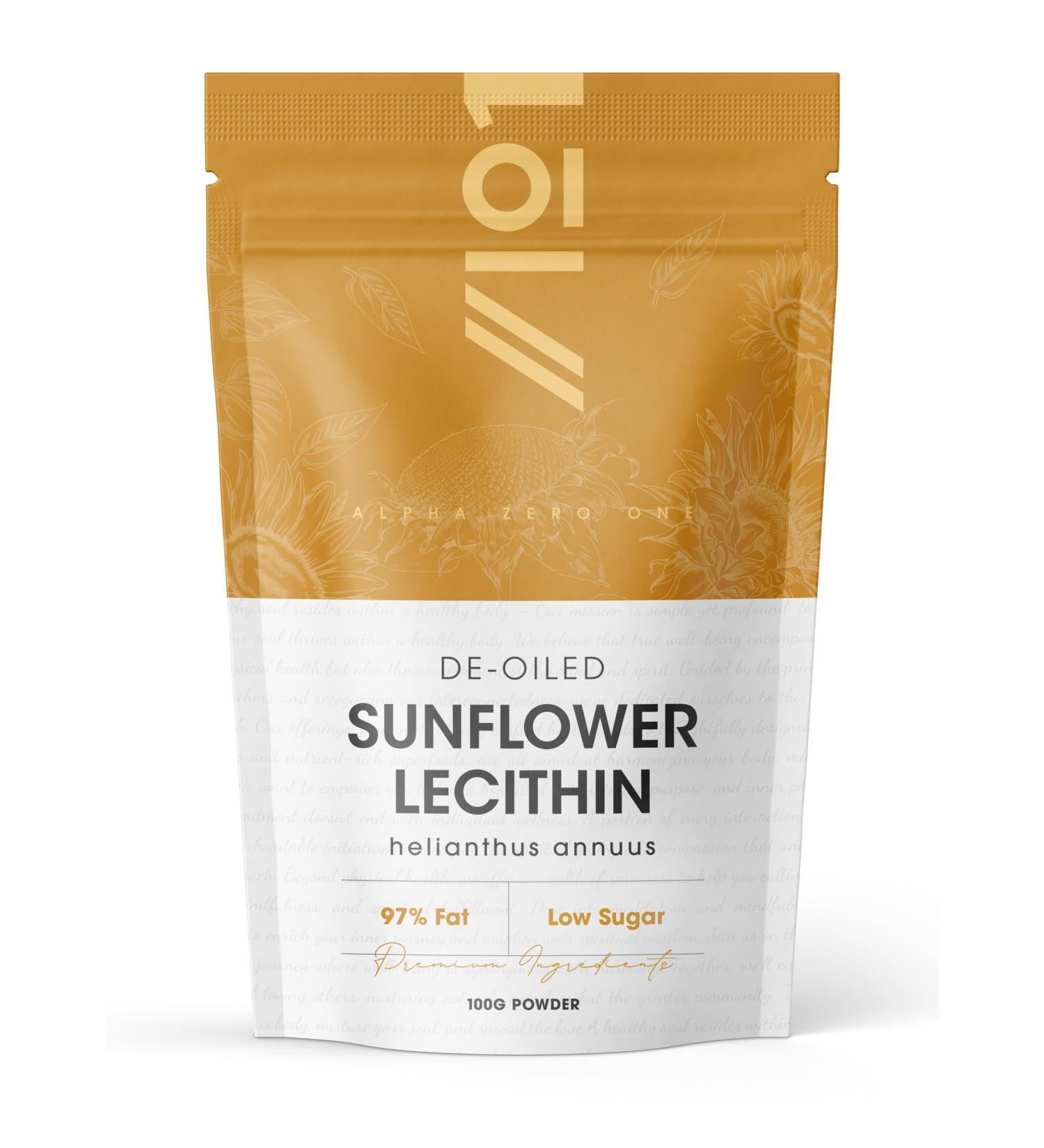 Poudre de l cithine de tournesol 100 g - 97 % de mati res grasses essentielles d graiss es - Qualit sup rieure - Sachet refermable et recyclable Alpha01 100 g (Pack of 1) - Buy Online on GoSupps.com