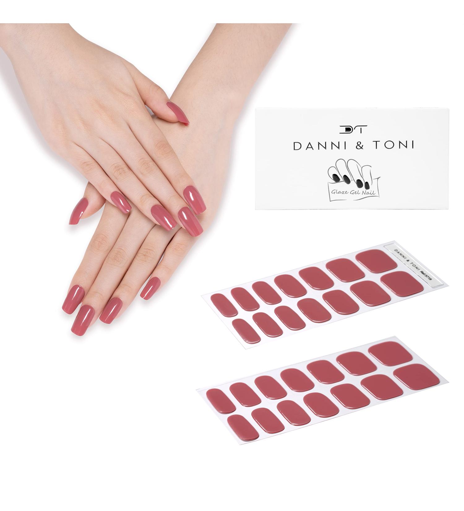 DANNI & TONI Camellia Semi-Cured Gel Nail Strips - Glossy Nail Wraps (28 Stickers) - Buy Online on GoSupps.com