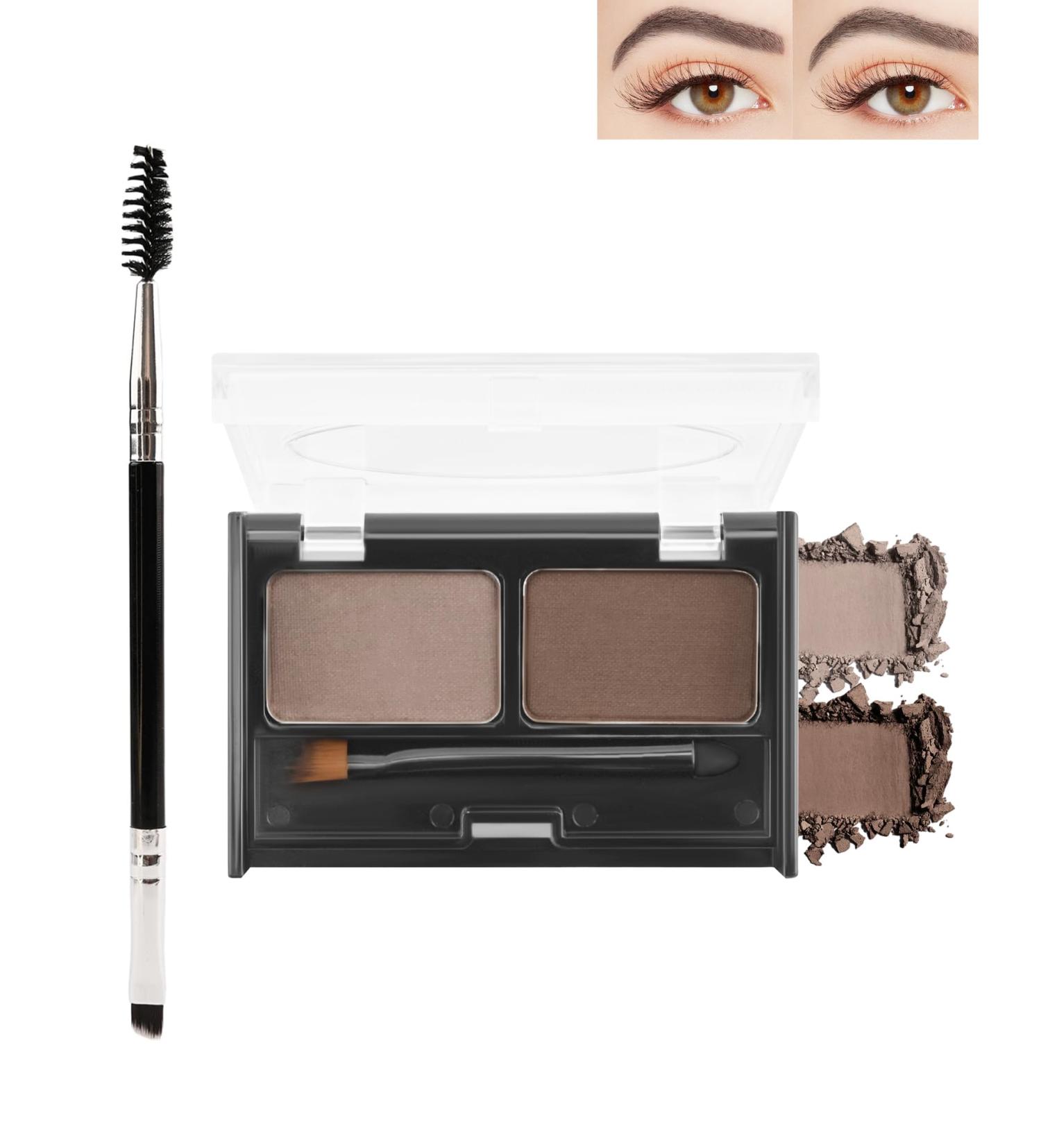 2-Color Eyebrow Powder Palette Waterproof Long-Lasting Eyebrow Makeup Kit Defined Brow Filler Lightweight Blendable Natural Full Look for Sparse Eyebrows with Brush -03 Medium Brown + Dark Brown - Buy Online on GoSupps.com