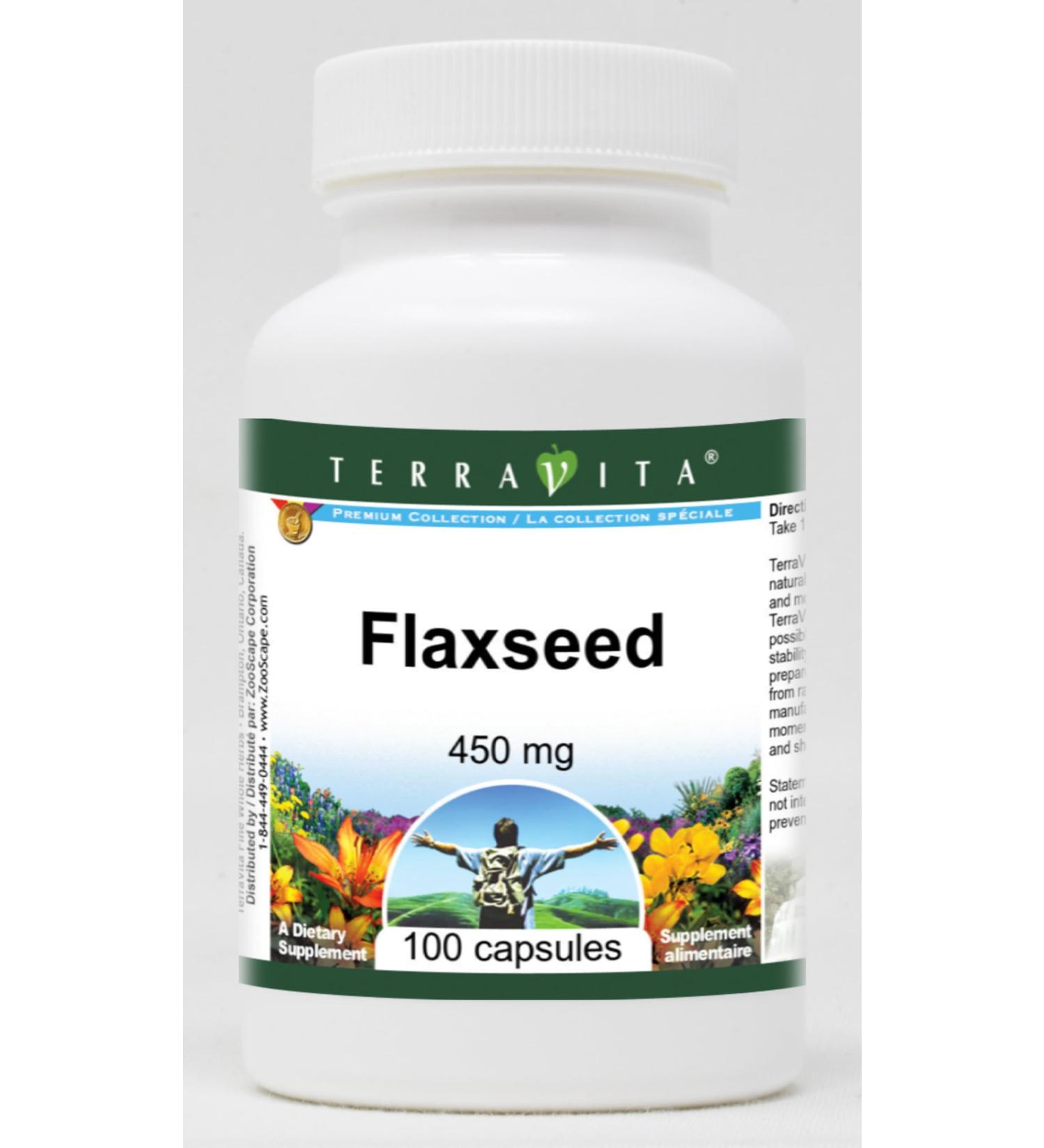 Flaxseed - 450 mg (100 Capsules ZIN: 511767) - Buy Online on GoSupps.com