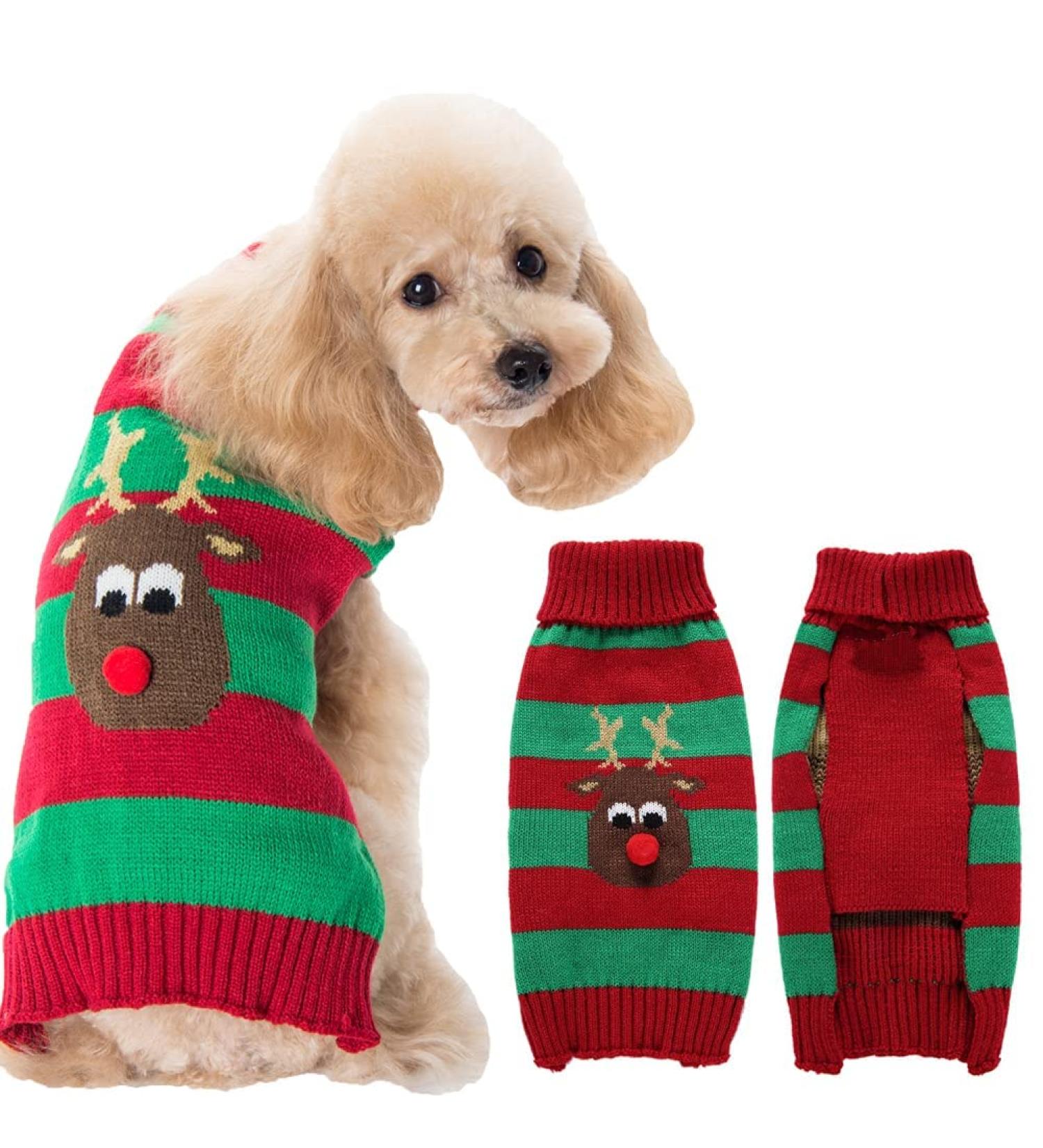 Buy ABRRO Christmas Dog Sweater - Warm & Cozy for Small/Medium Dogs (XS Hirsch-A) - Perfect Holiday Outfit! - Buy Online on GoSupps.com