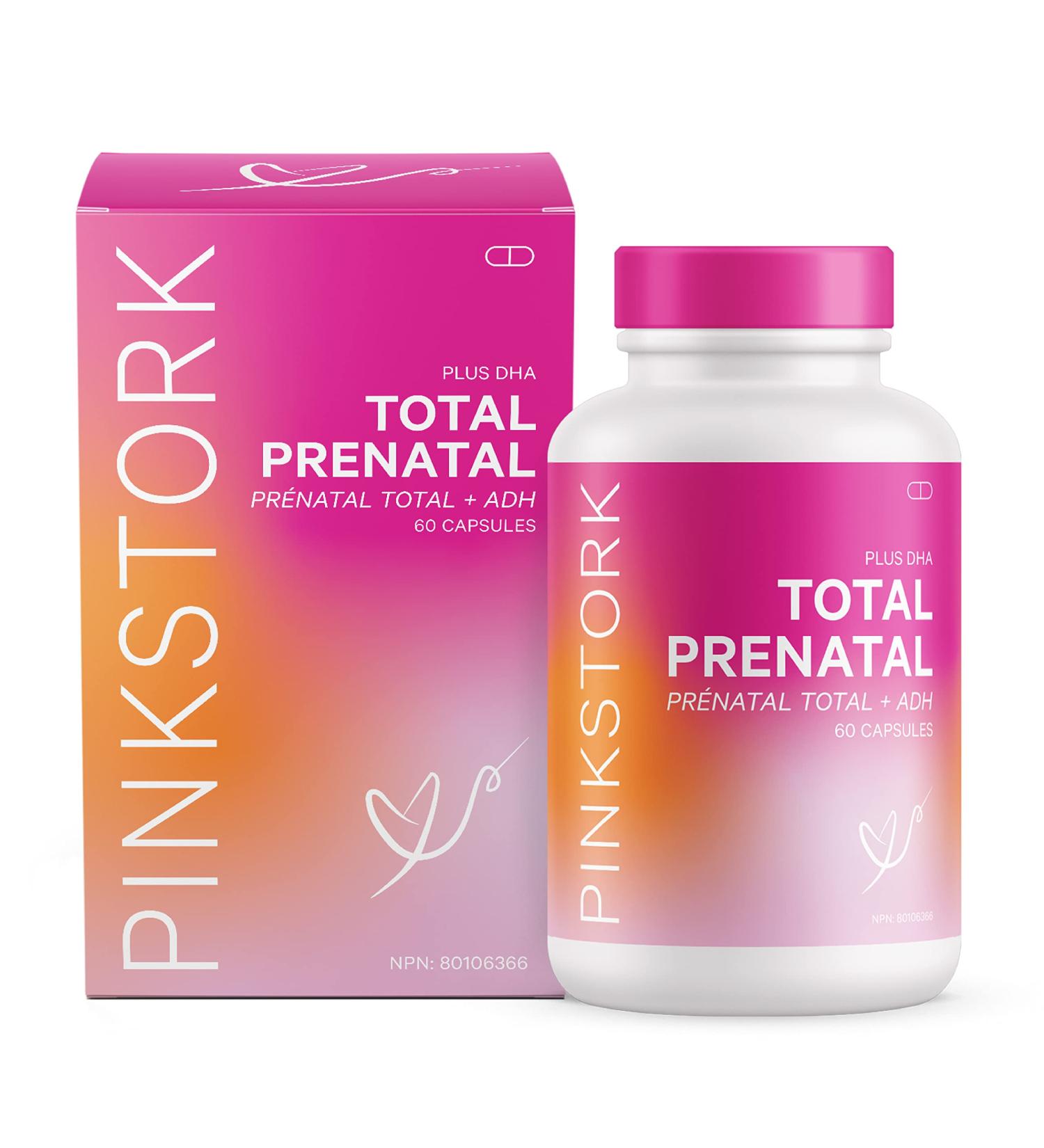 Pink Stork Total Prenatal Vitamin with DHA & Folate: Doctor-Formulated Prenatal Vitamins Multivitamin with Iron Vitamin B6 & B12 Vitamin D Pregnancy Must Haves Women-Owned 60 Vegetarian Caps 60 count (Pack of 1) - Buy Online on GoSupps.com