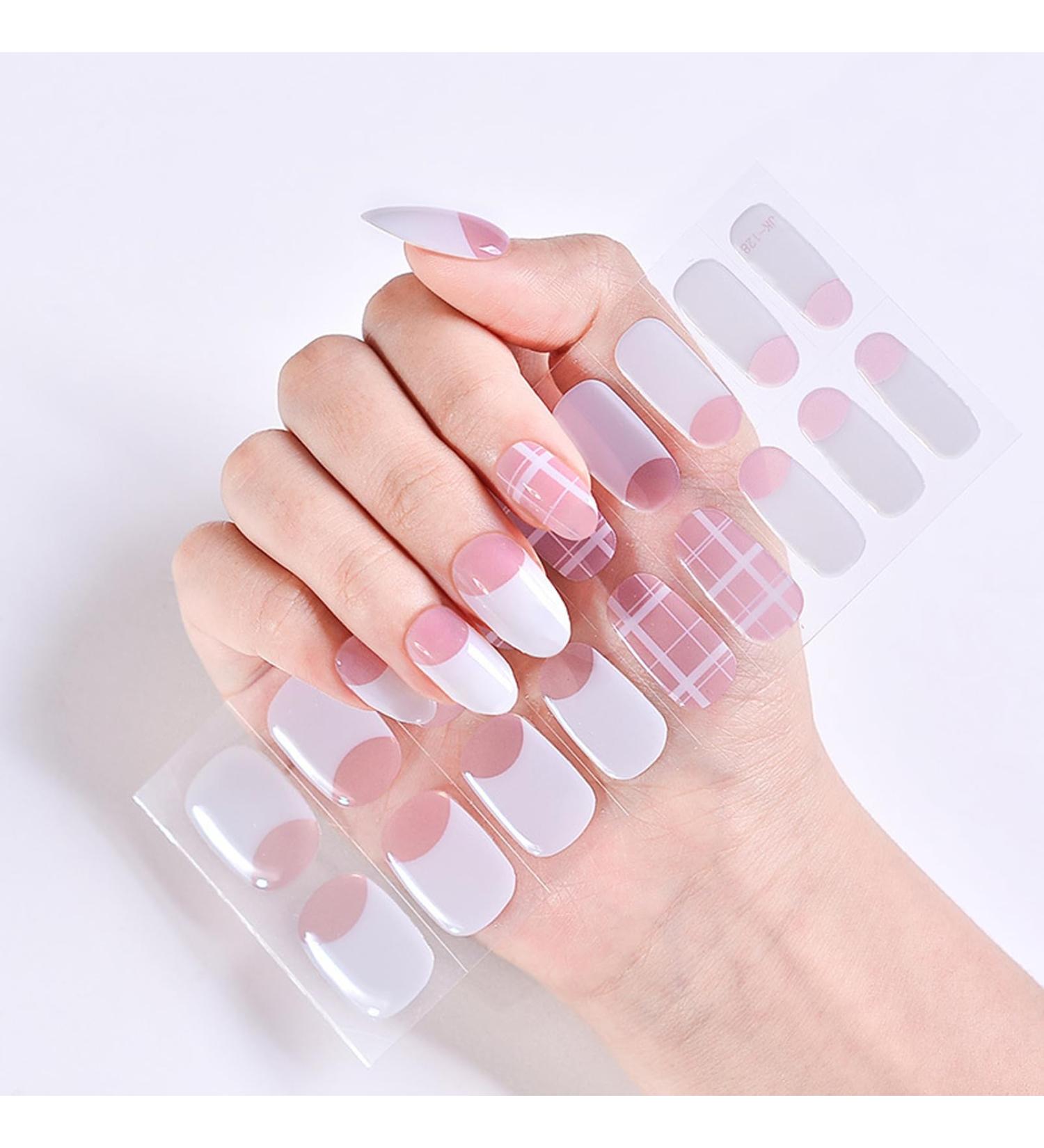 Semi Cured Gel Nail Strips - Self-Adhesive French Tip Manicure Wraps for Long Lasting Results - UV/LED Lamp Required - Buy Online on GoSupps.com